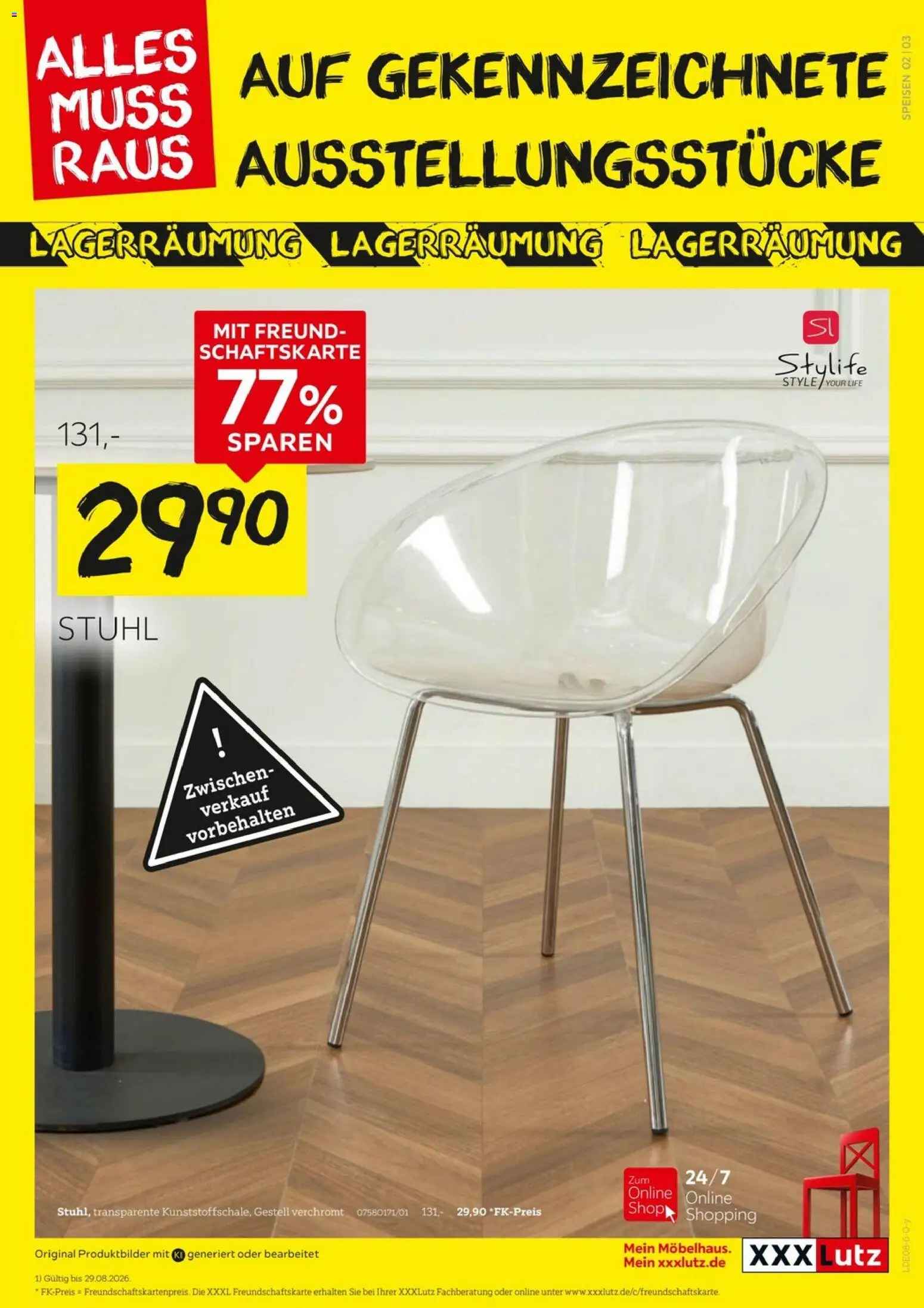 XXXLutz Größte Lagerräumung – gültig ab 15.08.2026 | Seite: 3 | Produkte: Stuhl