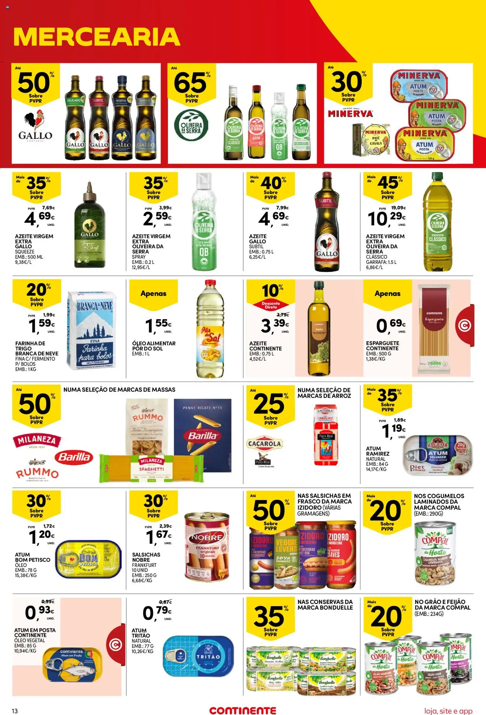 Continente Semanal Continente Bom Dia │ válido de 25/08/2026 | Página: 13 | Produtos: Óleo vegetal, Pato, Arroz, Cogumelos
