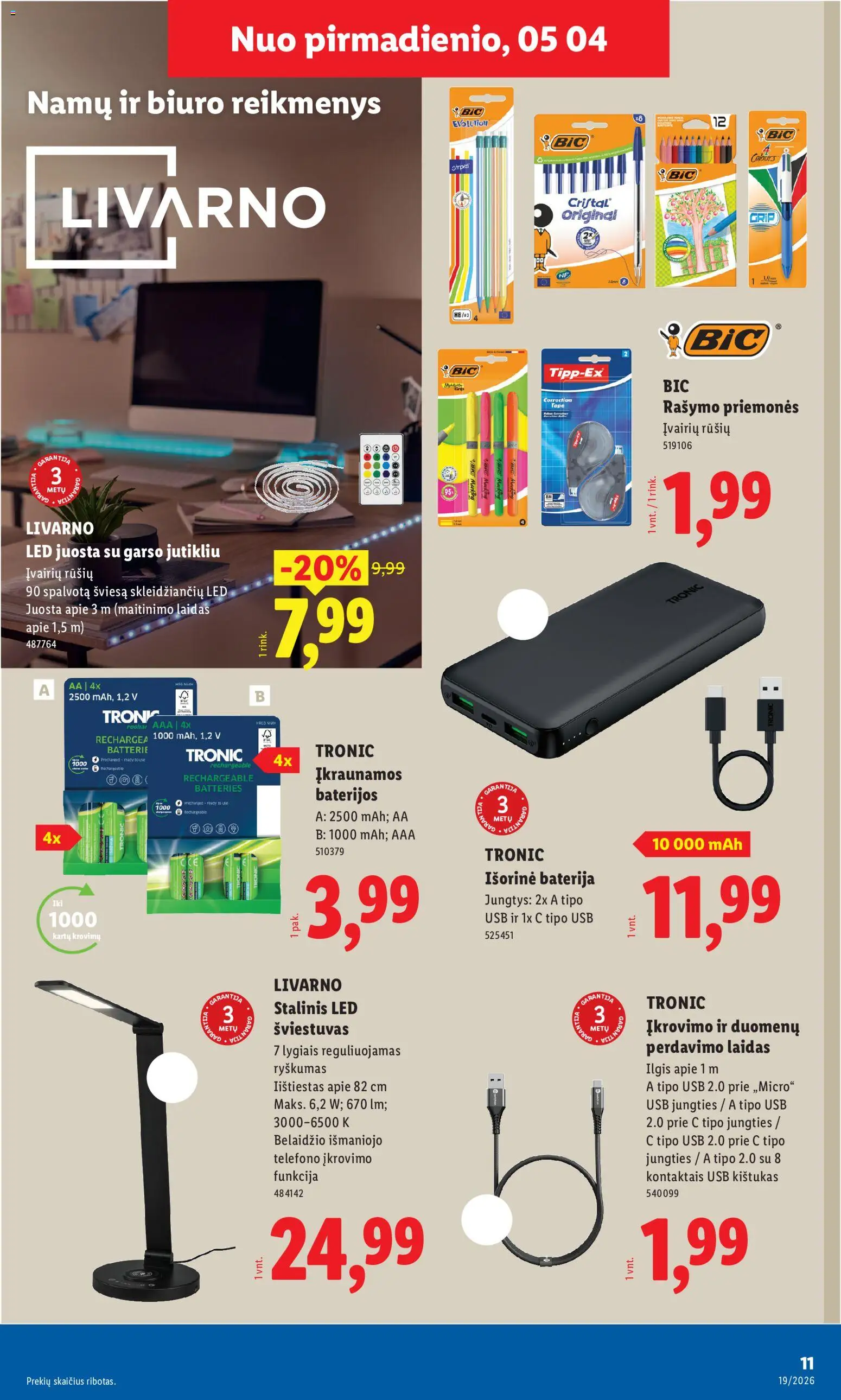 LIDL akcijos nuo 04.05.2026 | Puslapis: 11 | Prekių: Baterija, USB