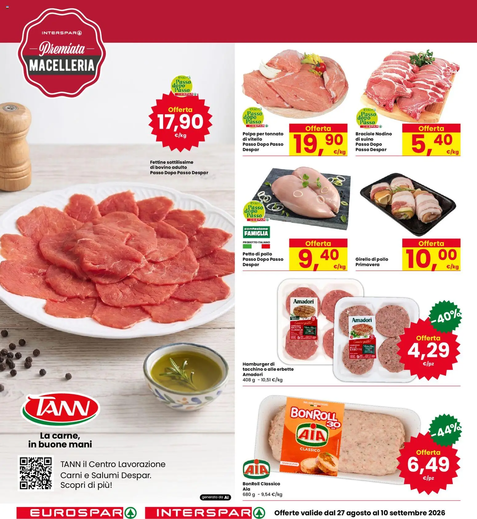 Volantino Interspar del 27/08/2026 | Pagina: 4 | Prodotti: Bovino, Pollo, Vitello, Hamburger