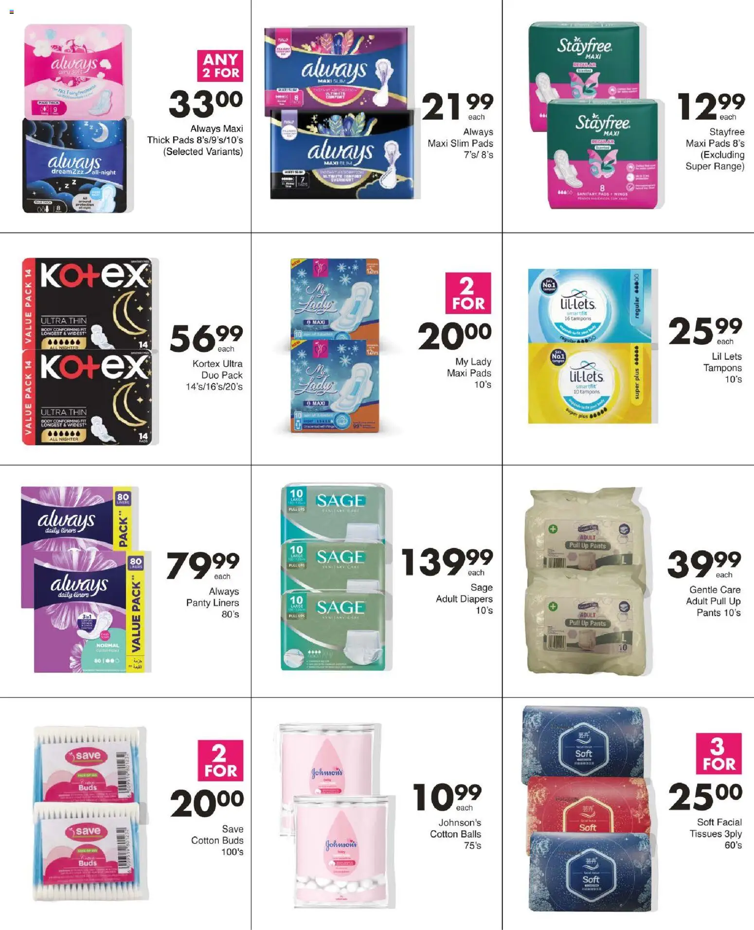 New Save catalogue – valid from 27/08/2026 | Page: 70 | Products: Diapers, Pads, Panty liners, Tissues