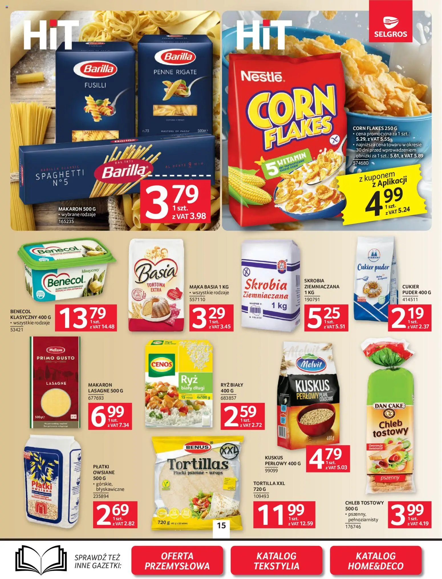 Selgros cash&carry gazetka od 24.09.2026 | Strona: 15 | Produkty: Ryż biały, Mąka basia, Tortilla, Cukier