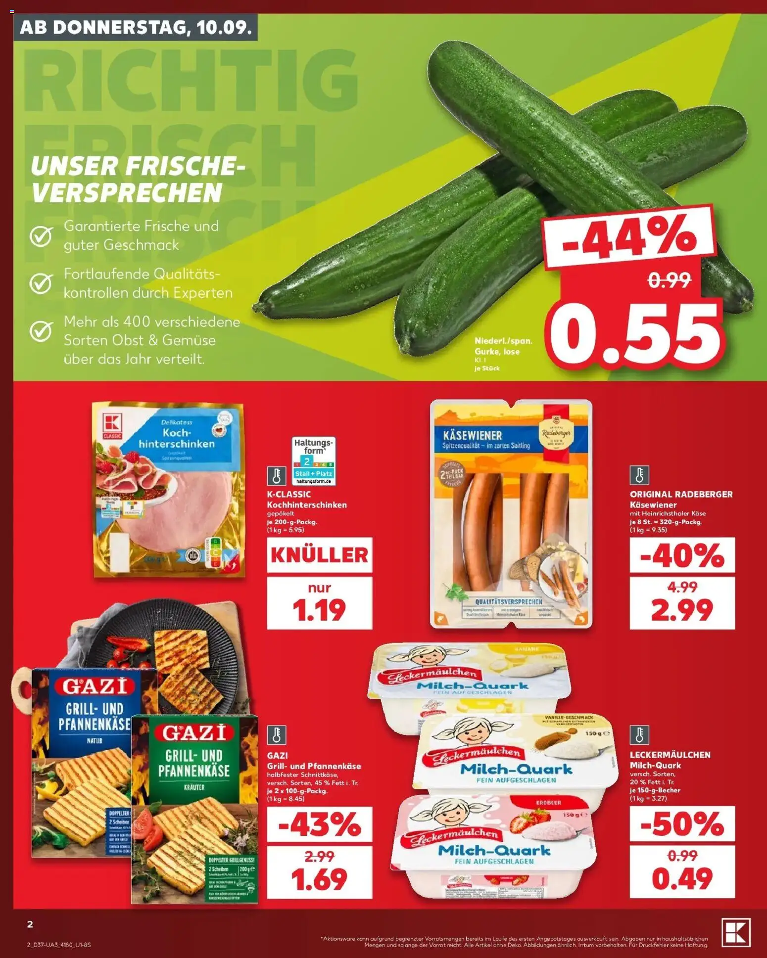 Kaufland Prospekt Dresden – gültig ab 10.09.2026 | Seite: 2 | Produkte: Grill, Käse, Gemüse, Obst