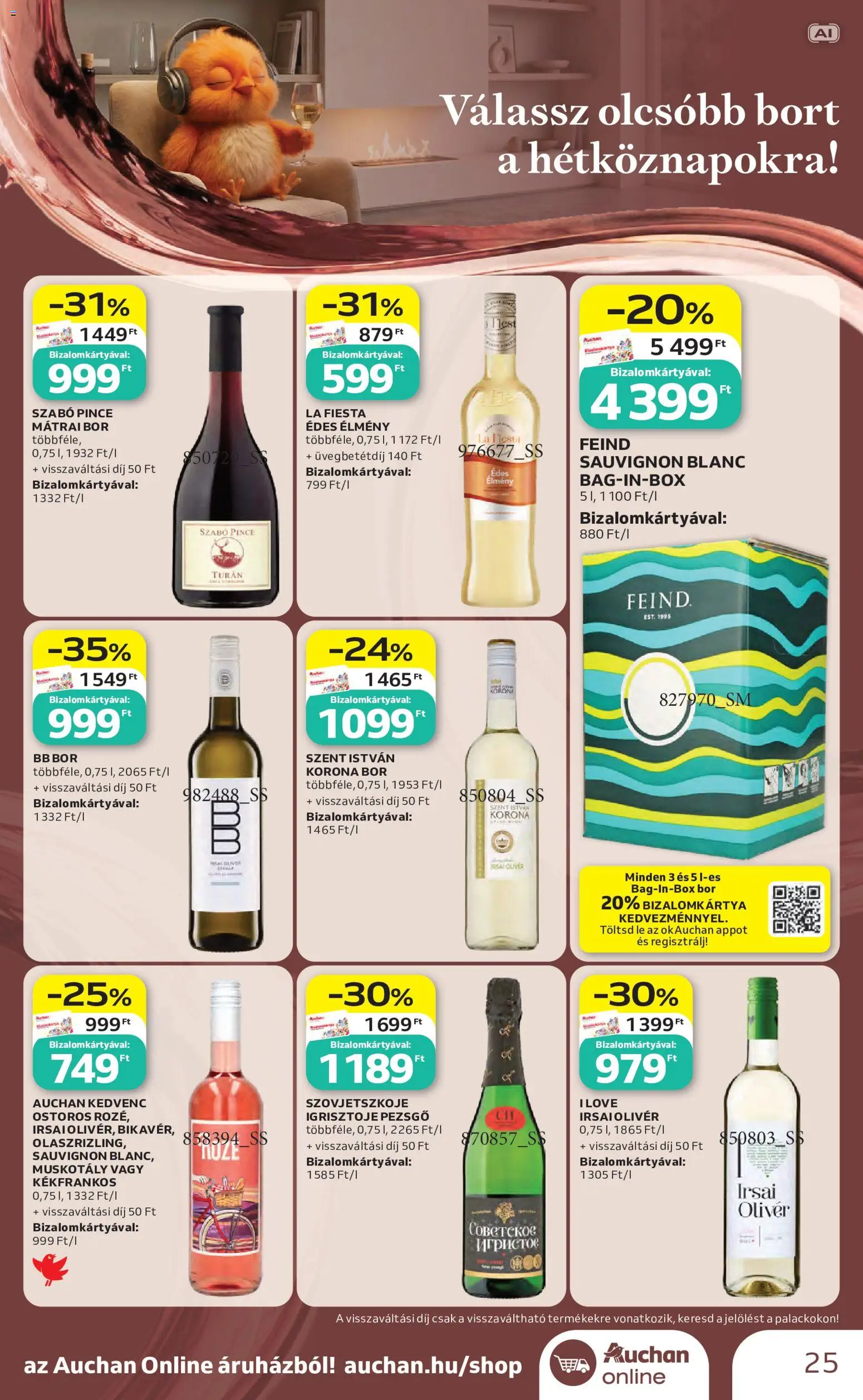 Auchan akciós ujság - amely érvényes a következő dátumtól: 2026.10.01. | Oldal: 25 | Termékek: Lé, Irsai Olivér, Pezsgő, Korona