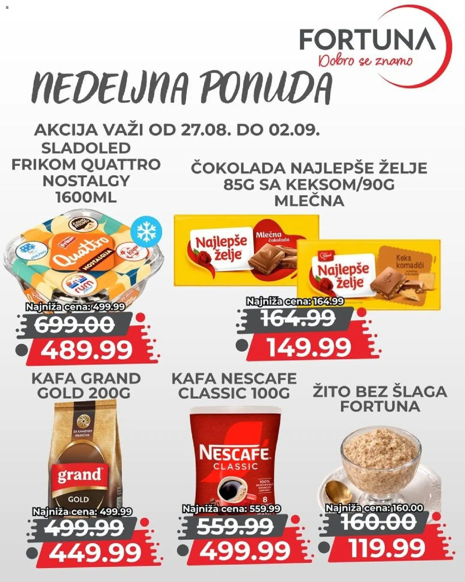 Fortuna Market katalog - važi od 27.08.2026 | Strana: 7 | Proizvode: Sladoled, Kafa, Mlečna čokolada, Nescafé