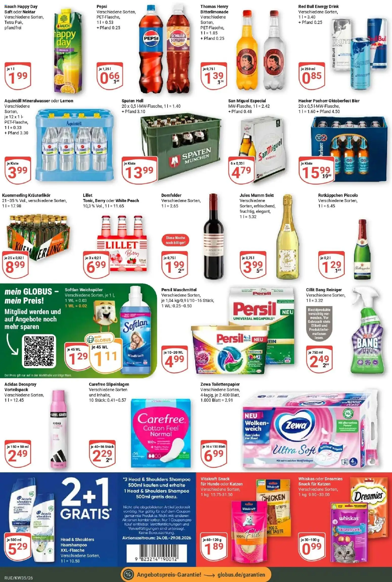 Globus Prospekt Rüsselsheim (ab 24.08.2026) » Angebote online | Seite: 7 | Produkte: Bier, Deospray, Saft, Whiskas