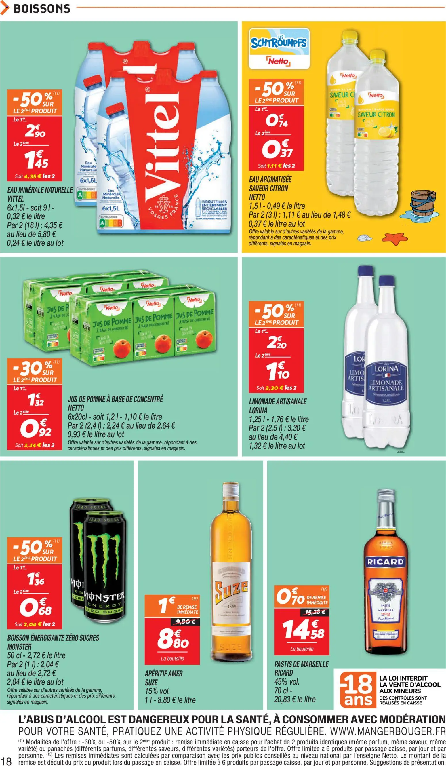 {H1} | Page: 18 | Produits: Ricard, Pastis, Eau minérale naturelle, Jus de pomme