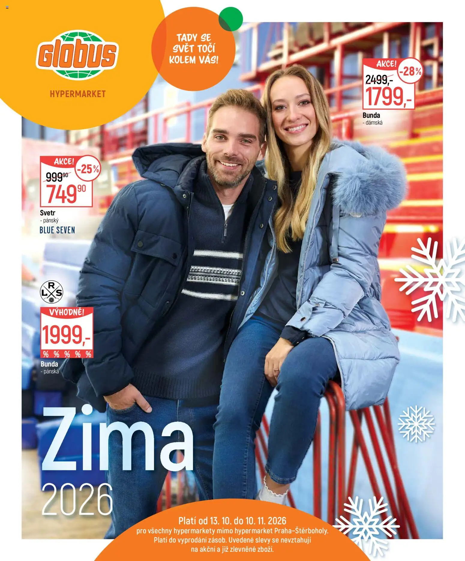 Globus leták - Zima od 13.10.2026 | Strana: 1 | Produkty: Svetr, Bunda, Globus, Bunda dámská