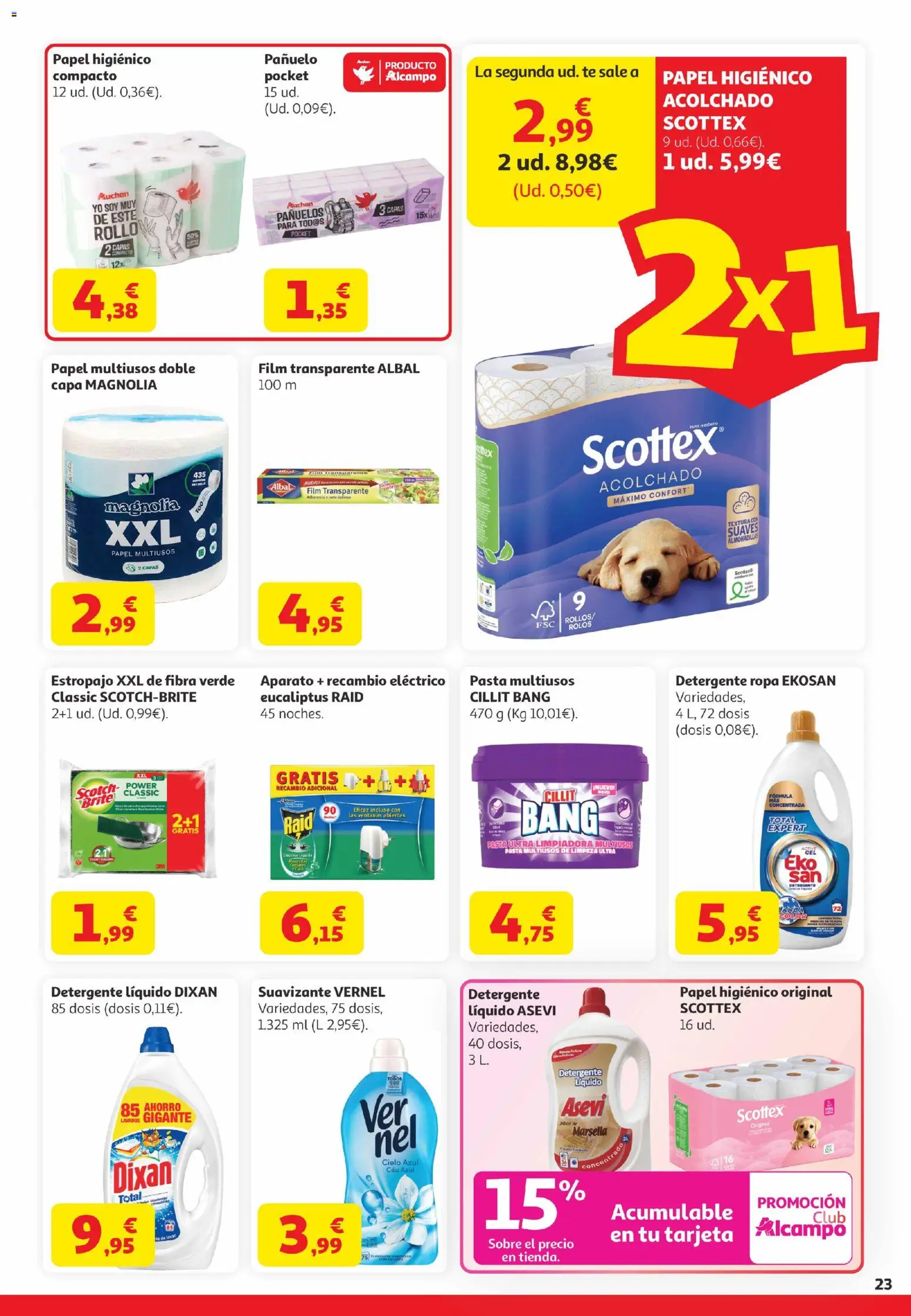 Alcampo Canarias │ válido desde el 21.04.2026 | Página: 23 | Productos: Jabón, Papel higienico, Pasta, Té