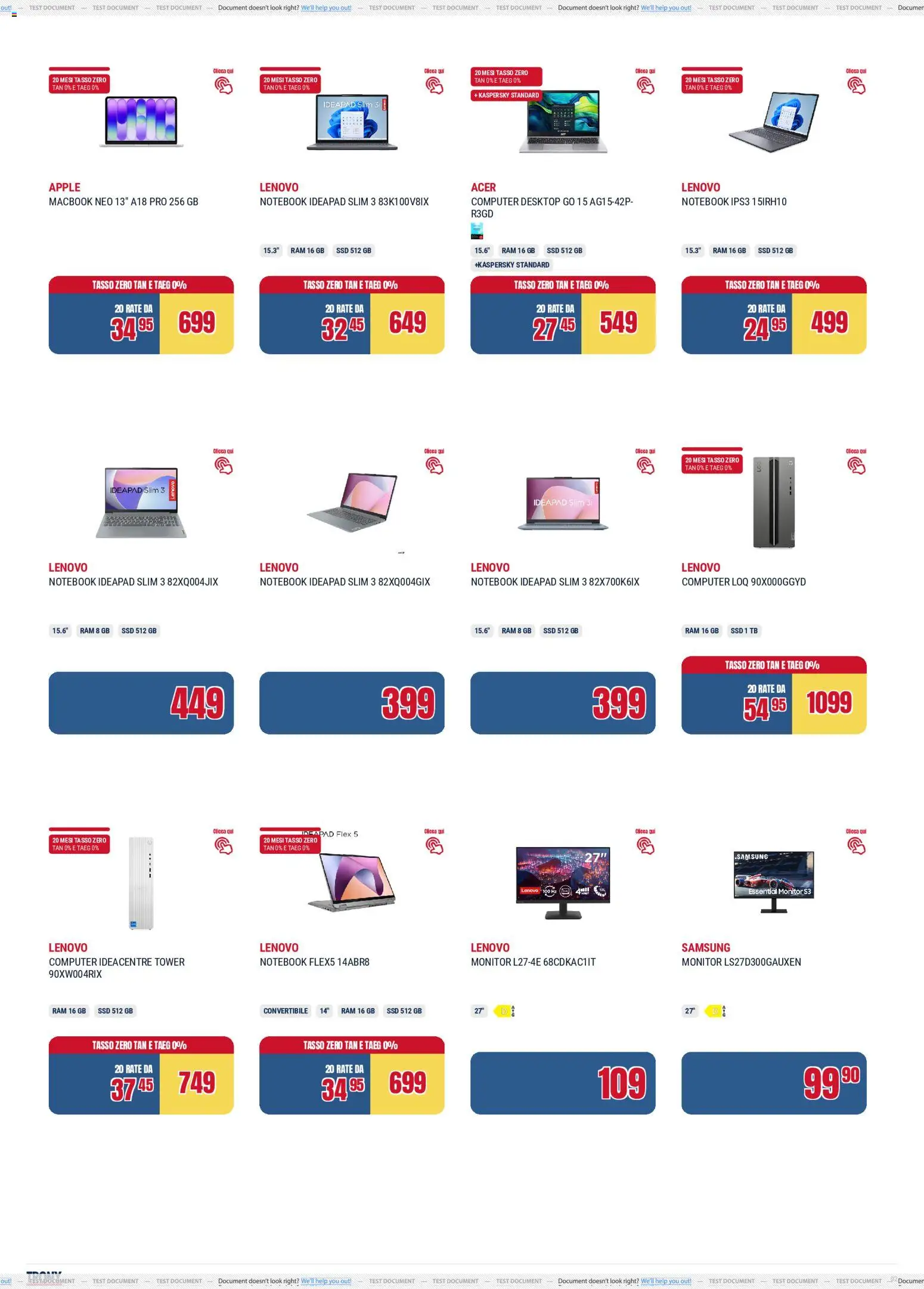 Volantino Trony del 21.05.2026 | Pagina: 2 | Prodotti: Monitor, Computer, Macbook, Samsung