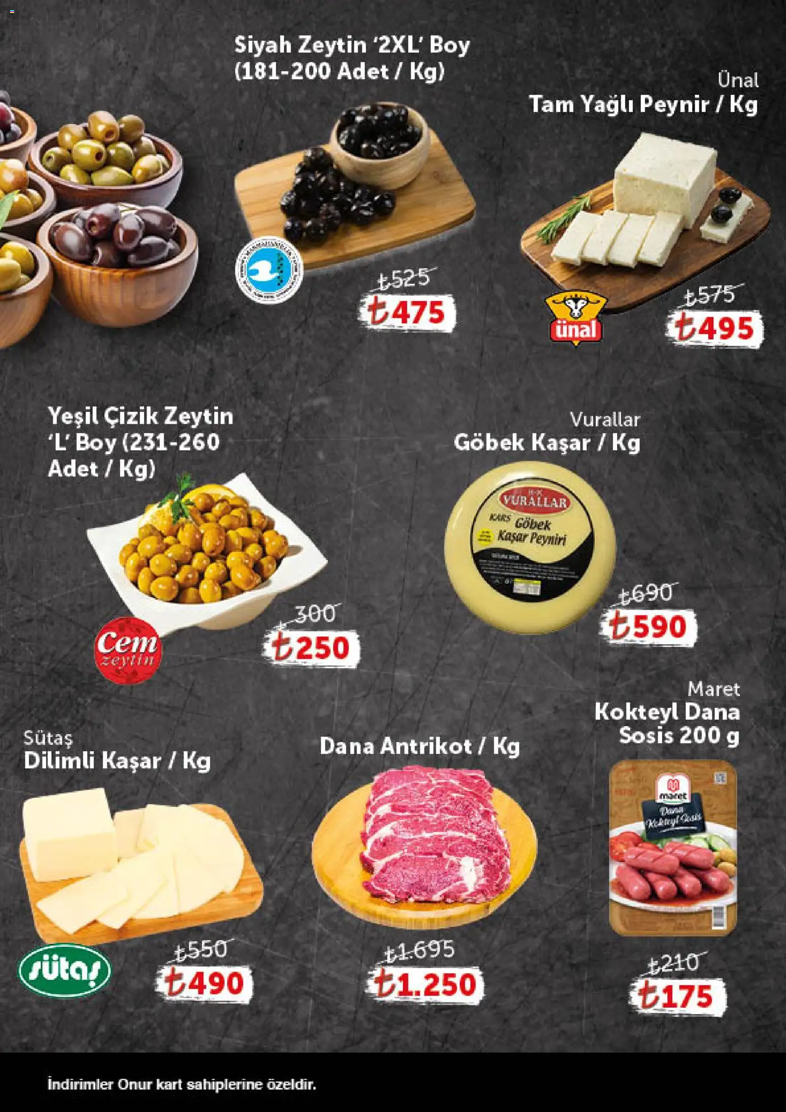 Onur Market - Katalog Gurme - 11 Ağustos 2026 tarihinden itibaren geçerlidir | Sayfa: 2 | Ürünler: Peynir, Sosis, Zeytin