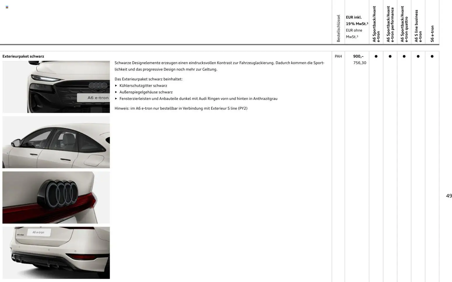 Audi A6 e-tron – gültig ab 23.06.2026 | Seite: 49