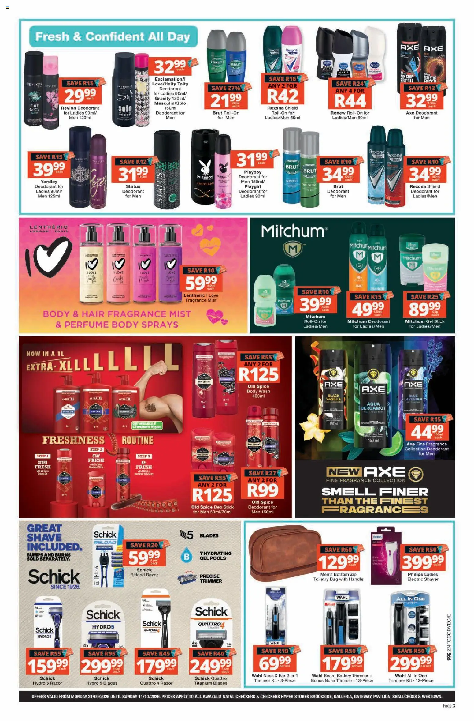 New Checkers catalogue – valid from 21/09/2026 | Page: 3 | Products: Battery, Shower, Shower gel, Body wash