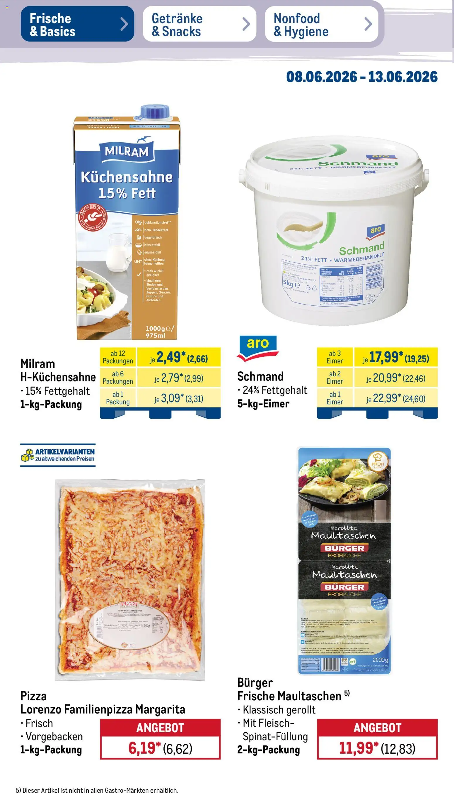 Metro Prospekt – gültig ab 08.06.2026 | Seite: 16 | Produkte: Burger, Milram, Pizza, Fleisch