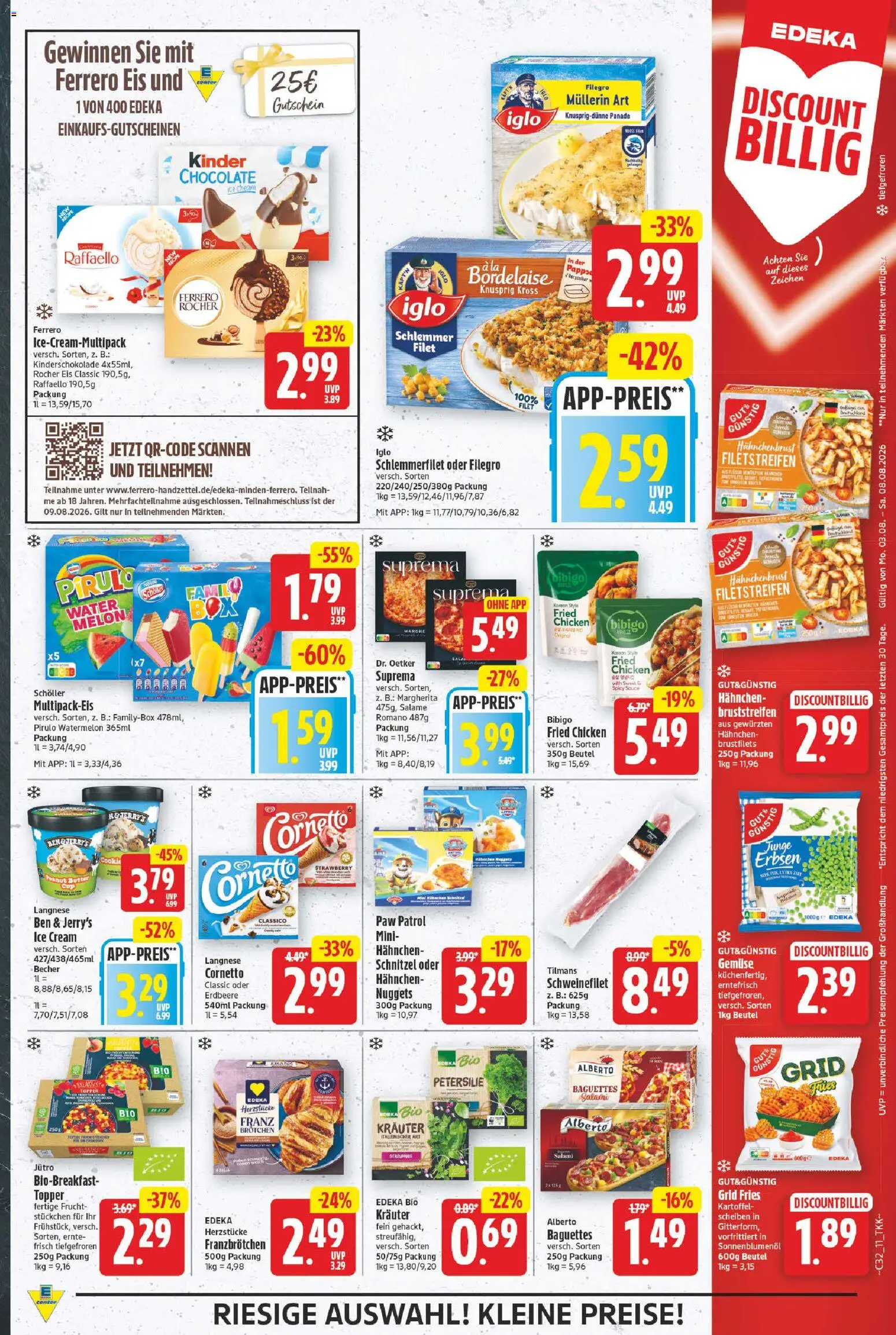 E center Prospekt – gültig ab 03.08.2026 | Seite: 11 | Produkte: Langnese, Sonnenblumenol, Ben & Jerry's, Schweinefilet