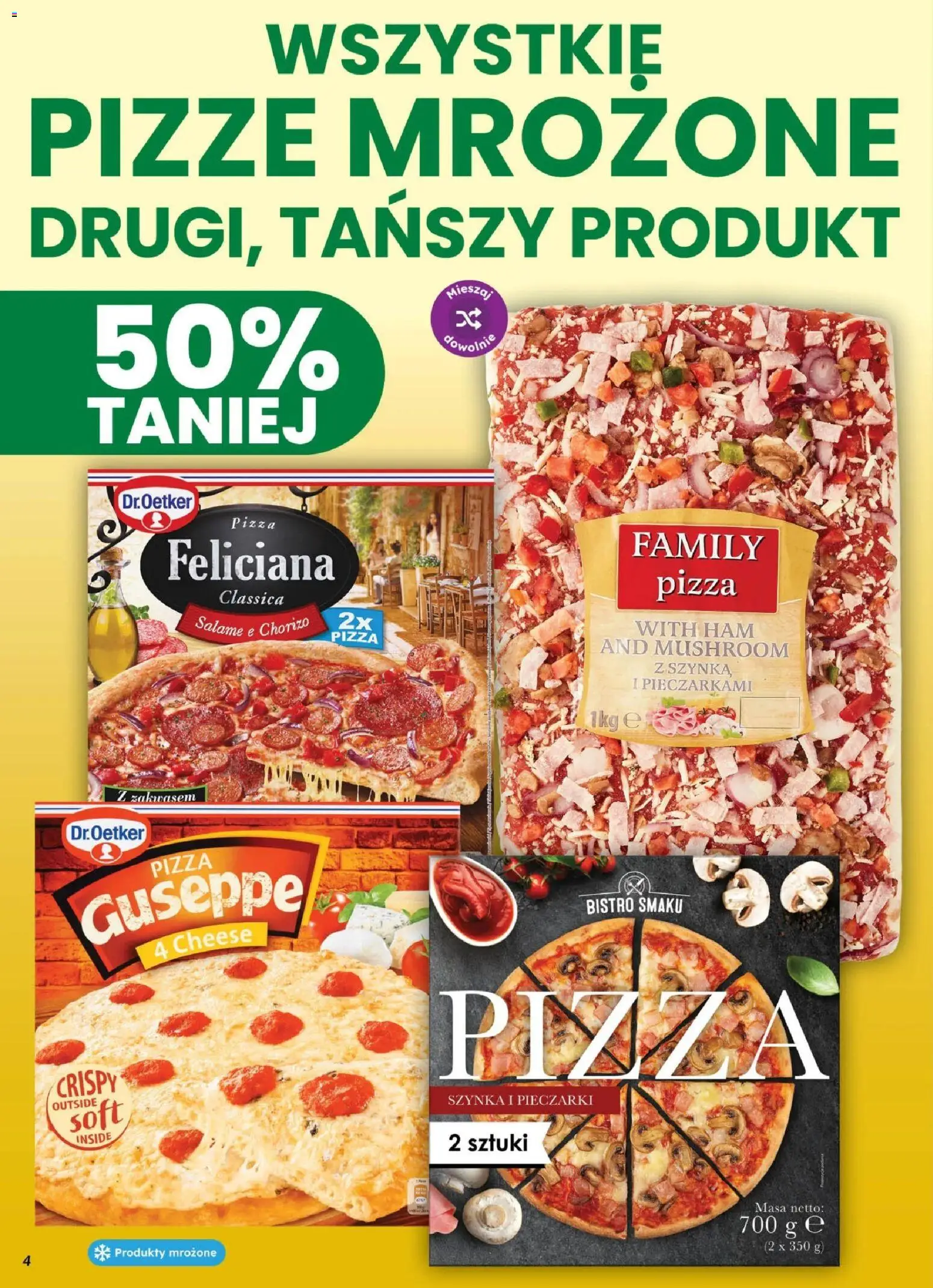 Dino gazetka - Weekendowe Okazje od 28.08.2026 | Strona: 4 | Produkty: Pieczarki, Pizza guseppe, Szynka, Pizza
