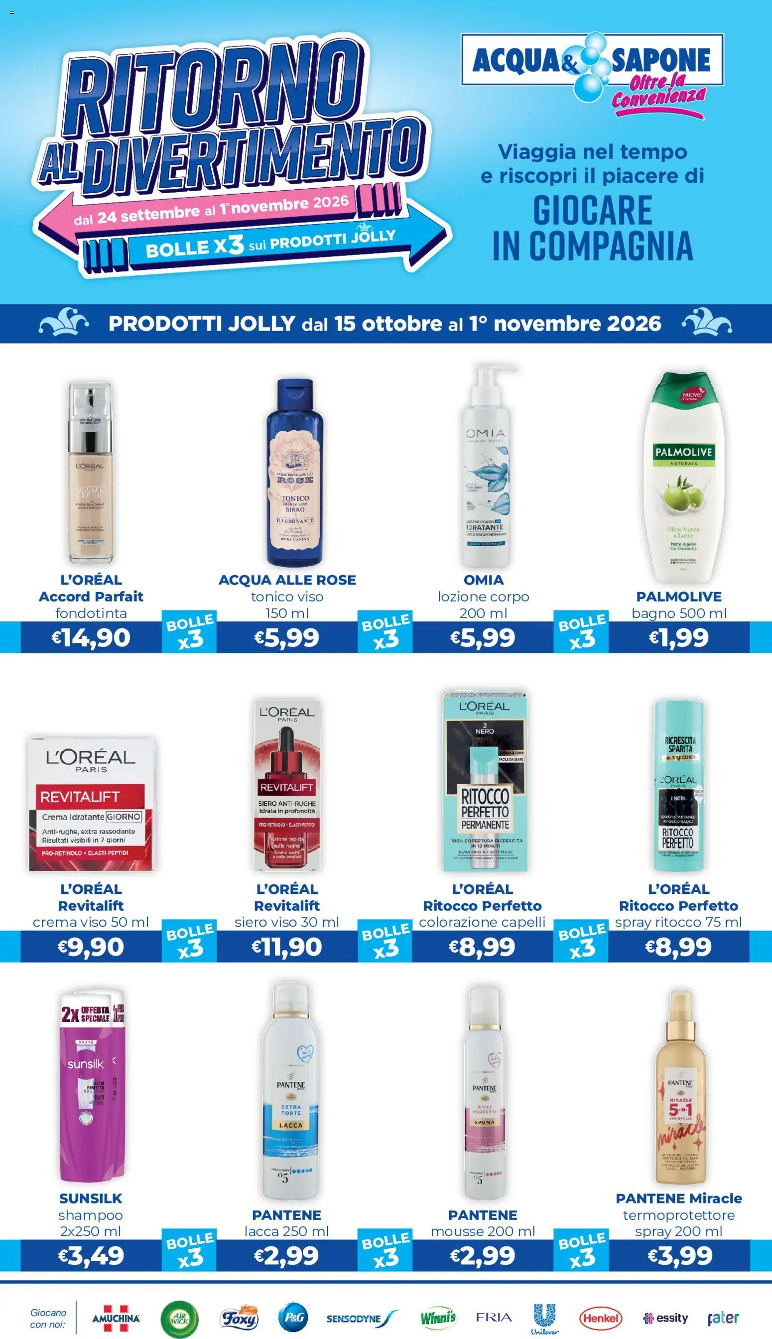 Volantino Acqua e Sapone del 15/10/2026 | Pagina: 2 | Prodotti: Shampoo, Crema, Tonico viso, Latte