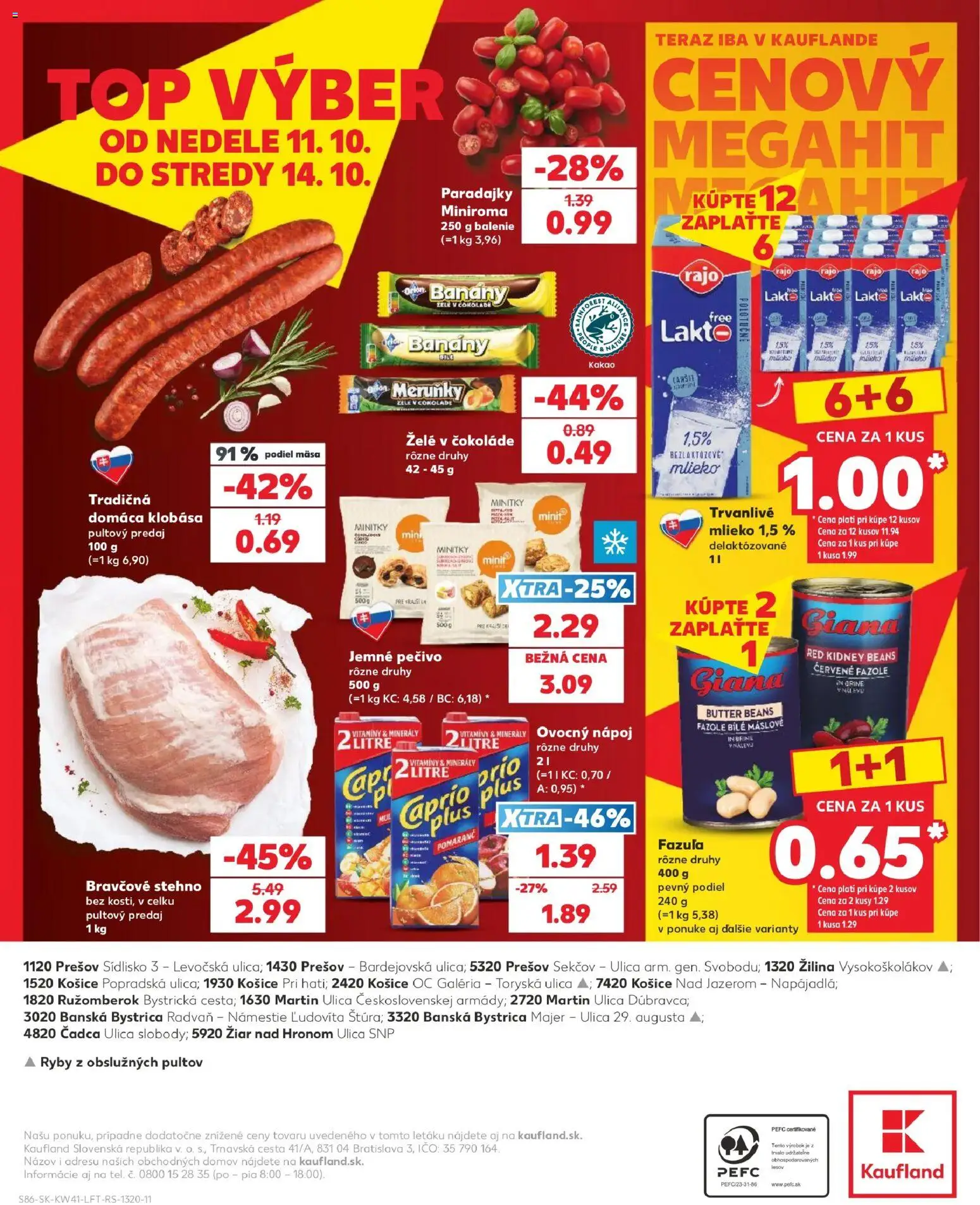 Nové Kaufland akcie – leták je platný od 08.10.2026 | Strana: 86 | Produkty: Ryby, Bravčové stehno, Trvanlivé mlieko, Kakao