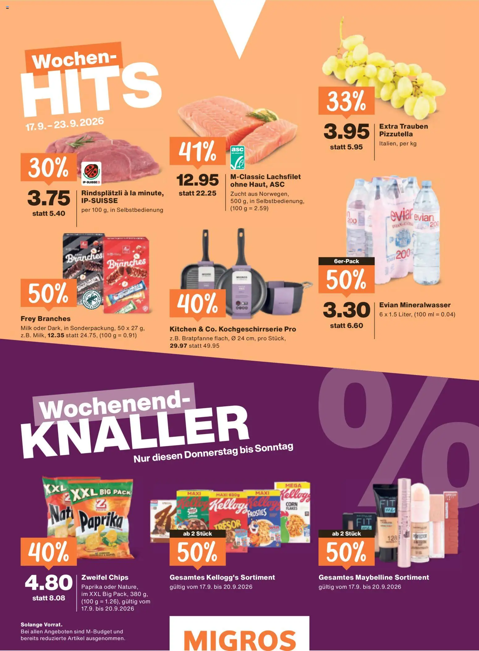 Migros aktionen Magazin – gültig ab 16.09.2026 | Seite: 72 | Produkte: Mineralwasser, Paprika, Chips