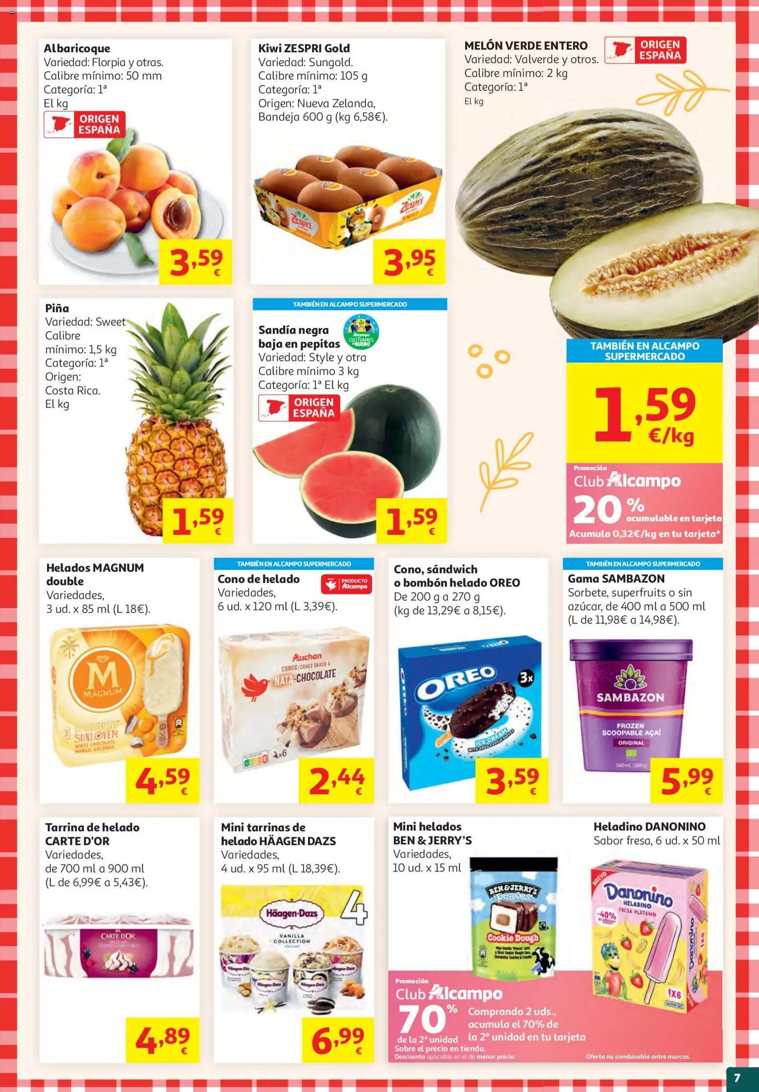 Alcampo Unico Nacional │ válido desde el 19.05.2026 | Página: 7 | Productos: Φορτιστής, Helado, Αποφλοιωτής σκόρδου, Bandeja