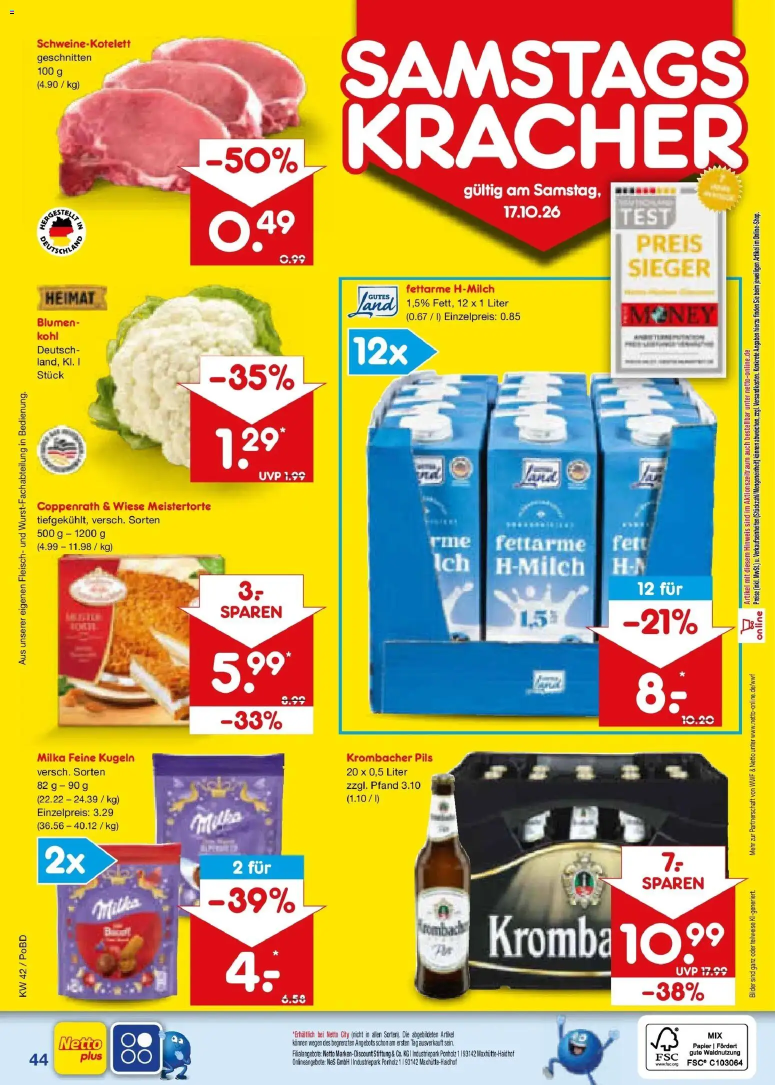 Netto Marken-Discount Prospekt Selb (ab 12.10.2026) » Angebote | Seite: 60 | Produkte: Pils, Milka, Krombacher, Fleisch