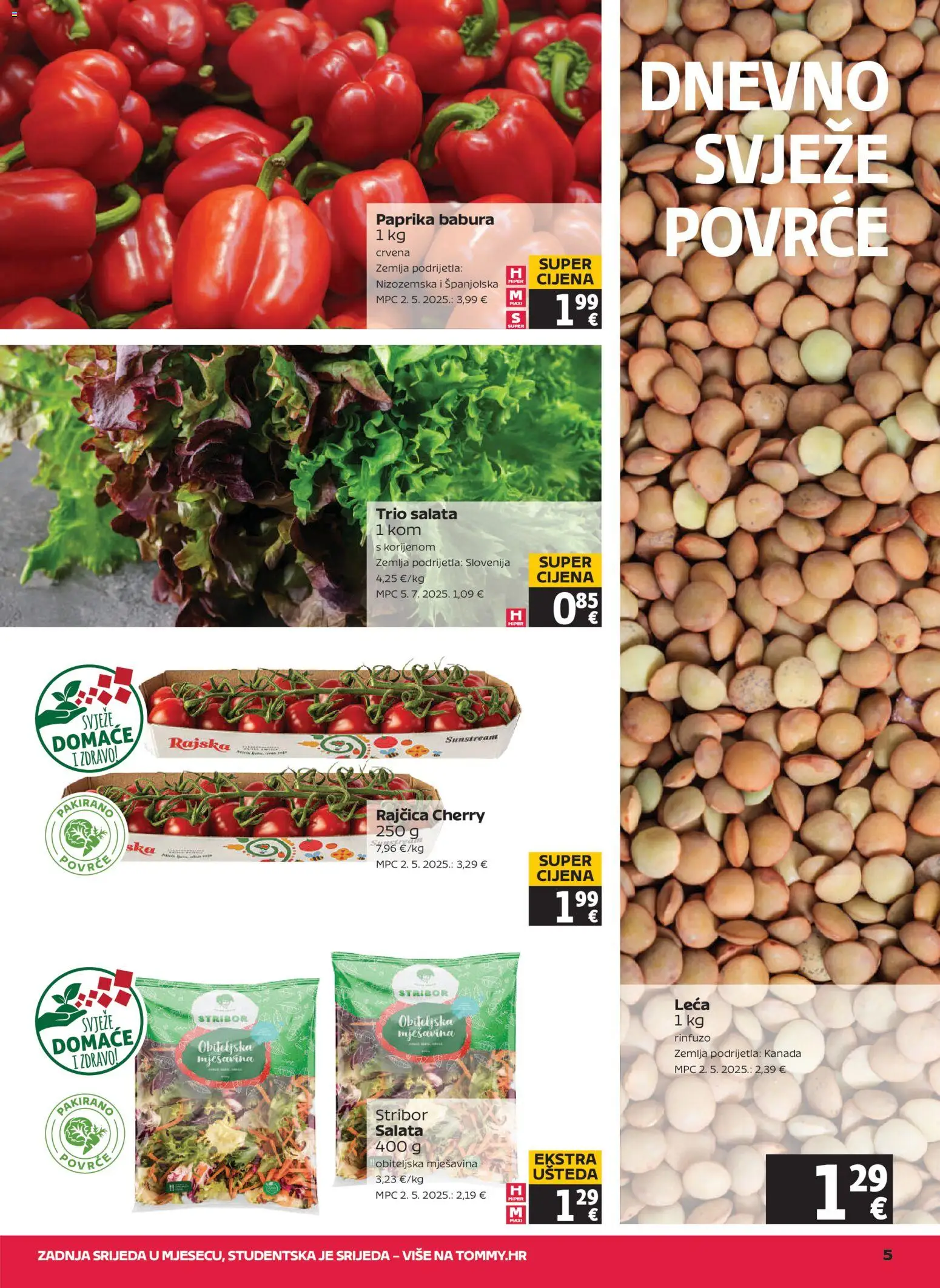 Tommy katalog | vrijedi od 21.05.2026 | Stranica: 5 | Proizvodi: Paprika, Leća, Salata, Povrće