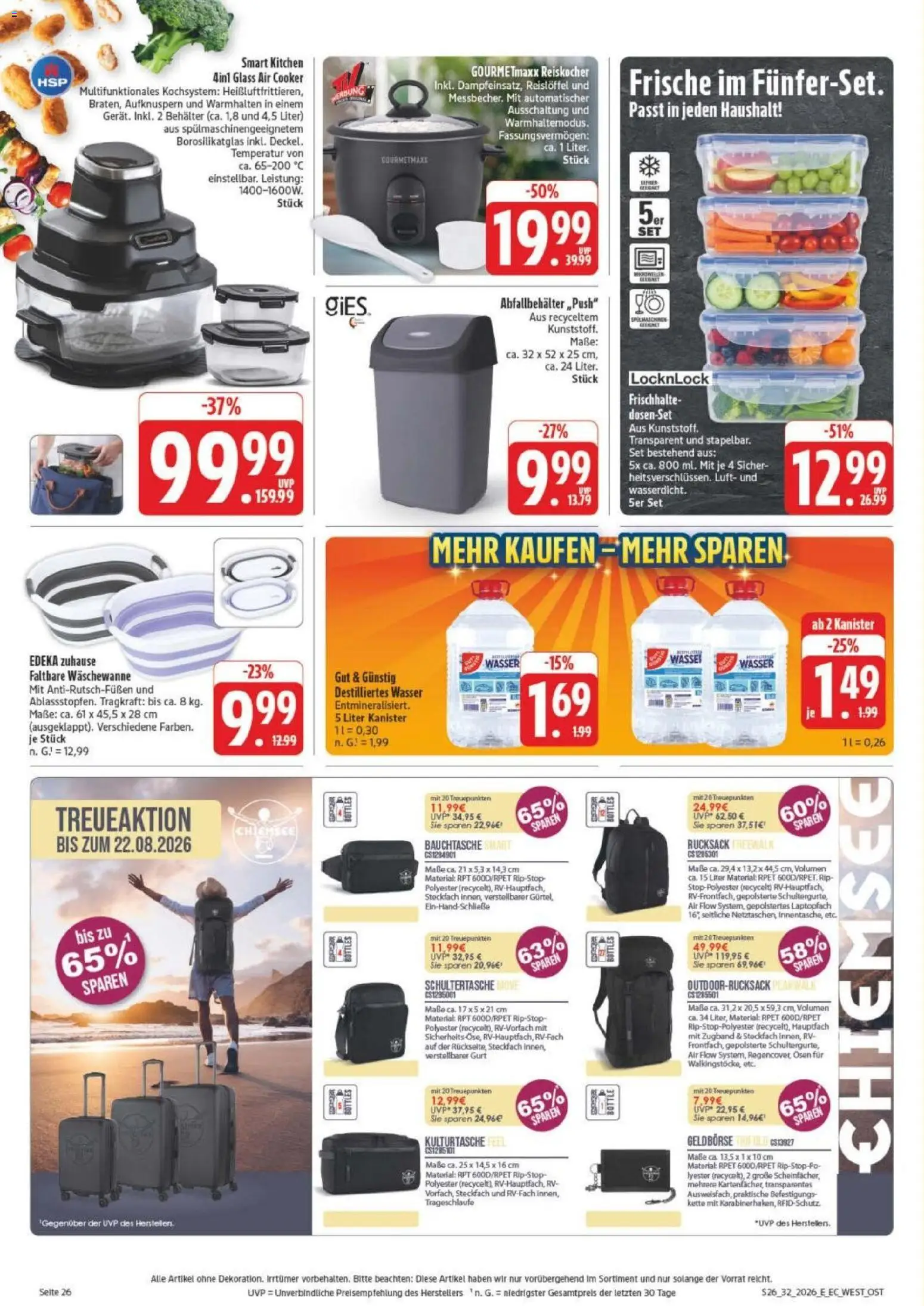 Edeka Prospekt Leipzig – gültig ab 03.08.2026 | Seite: 34 | Produkte: Wasser, Rucksack