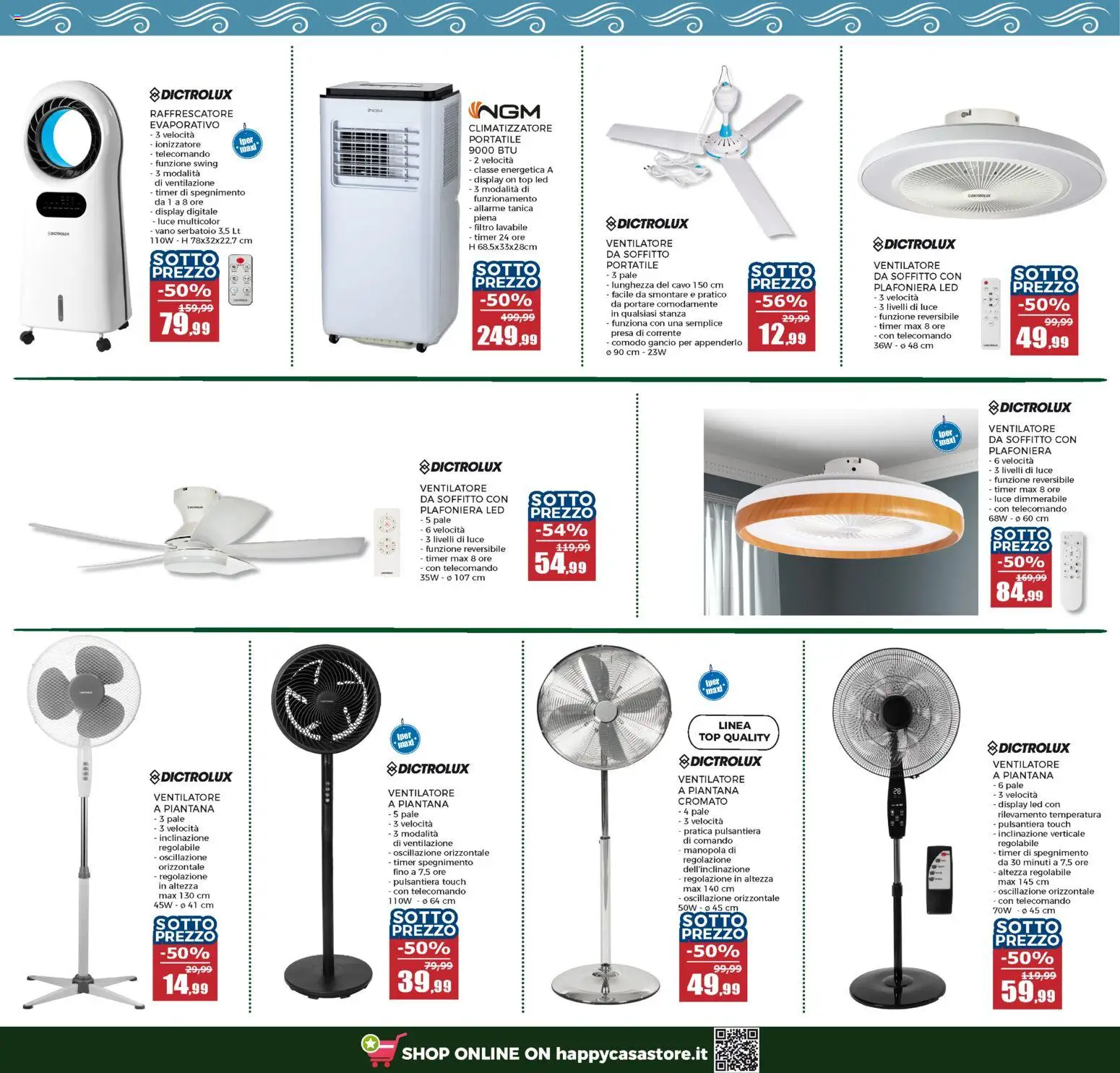 Volantino Happy Casa del 03.06.2026 | Pagina: 25 | Prodotti: Climatizzatore, Telecomando, Tanica, Presa