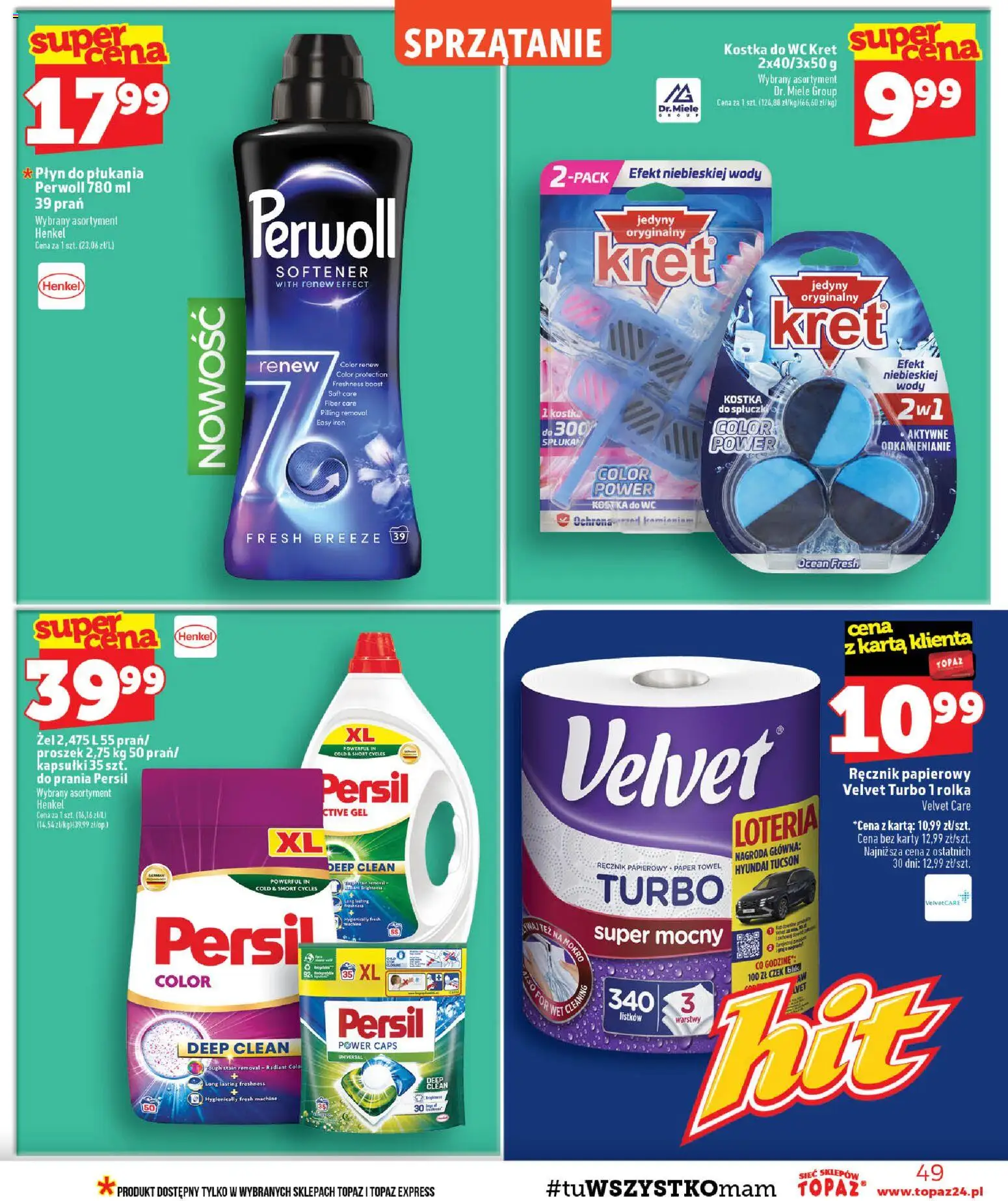 Topaz gazetka - MAZ od 15.10.2026 | Strona: 49 | Produkty: Płyn do płukania, Proszek, Persil, Ręcznik papierowy