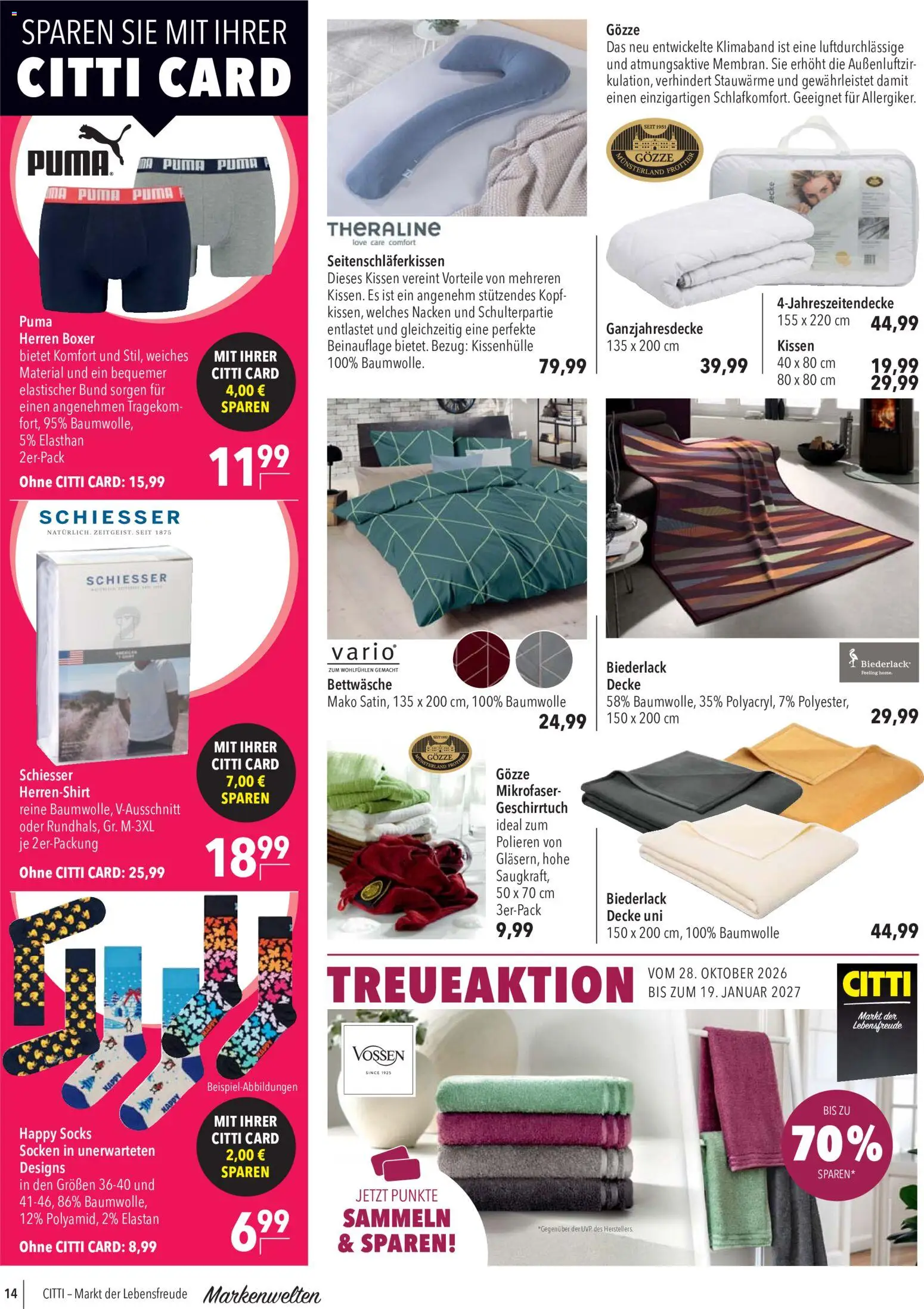 CITTI Markt Marken Welten – gültig ab 28.10.2026 | Seite: 14 | Produkte: Kissen, Decke, Bettwäsche, Boxer