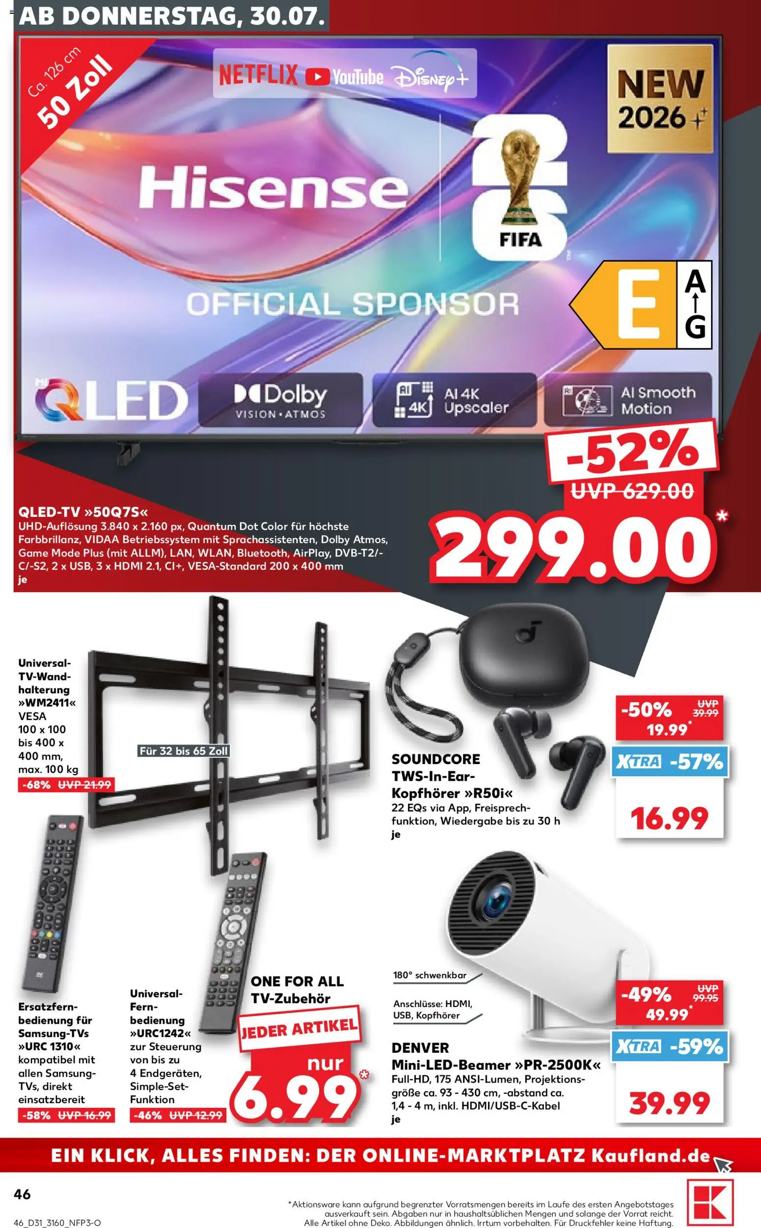 Kaufland Prospekt Rostock – gültig ab 30.07.2026 | Seite: 46 | Produkte: Hisense, Samsung, Kopfhörer