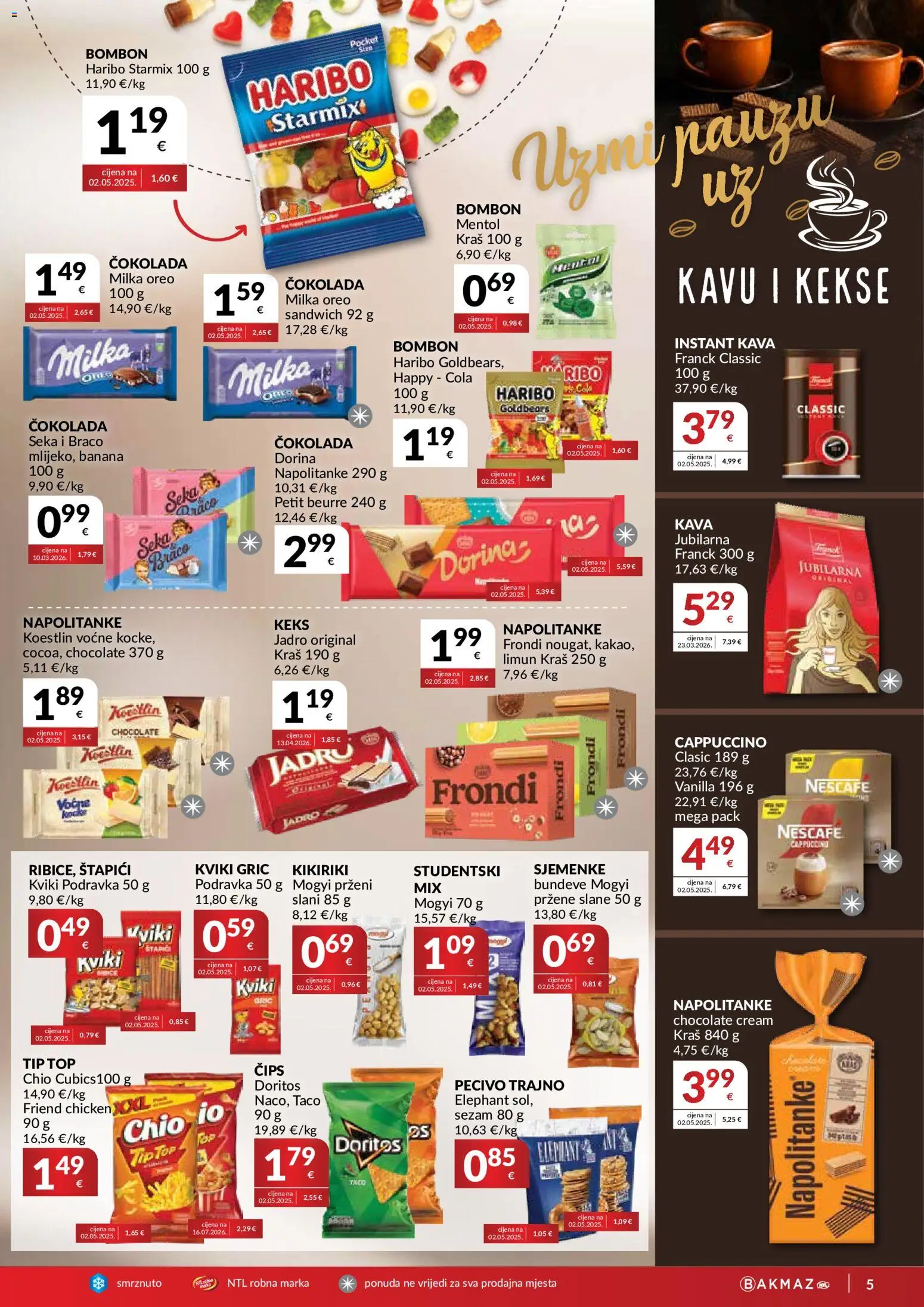 Bakmaz katalog | vrijedi od 16.09.2026 | Stranica: 5 | Proizvodi: Petit Beurre, Čokolada, Podravka, Limun