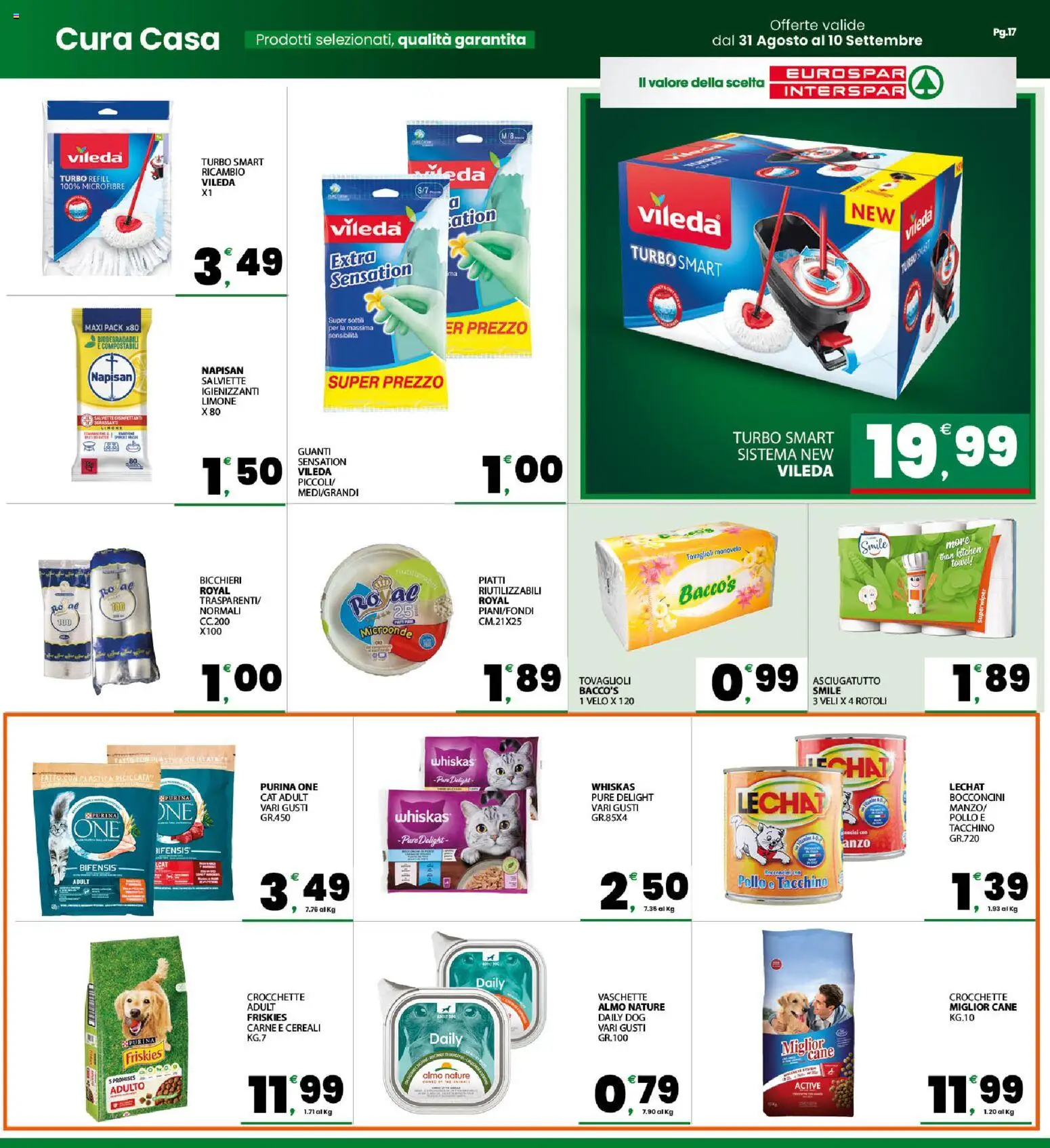 Volantino Eurospar del 31/08/2026 | Pagina: 17 | Prodotti: Microonde, Piatti, Crocchette, Asciugatutto