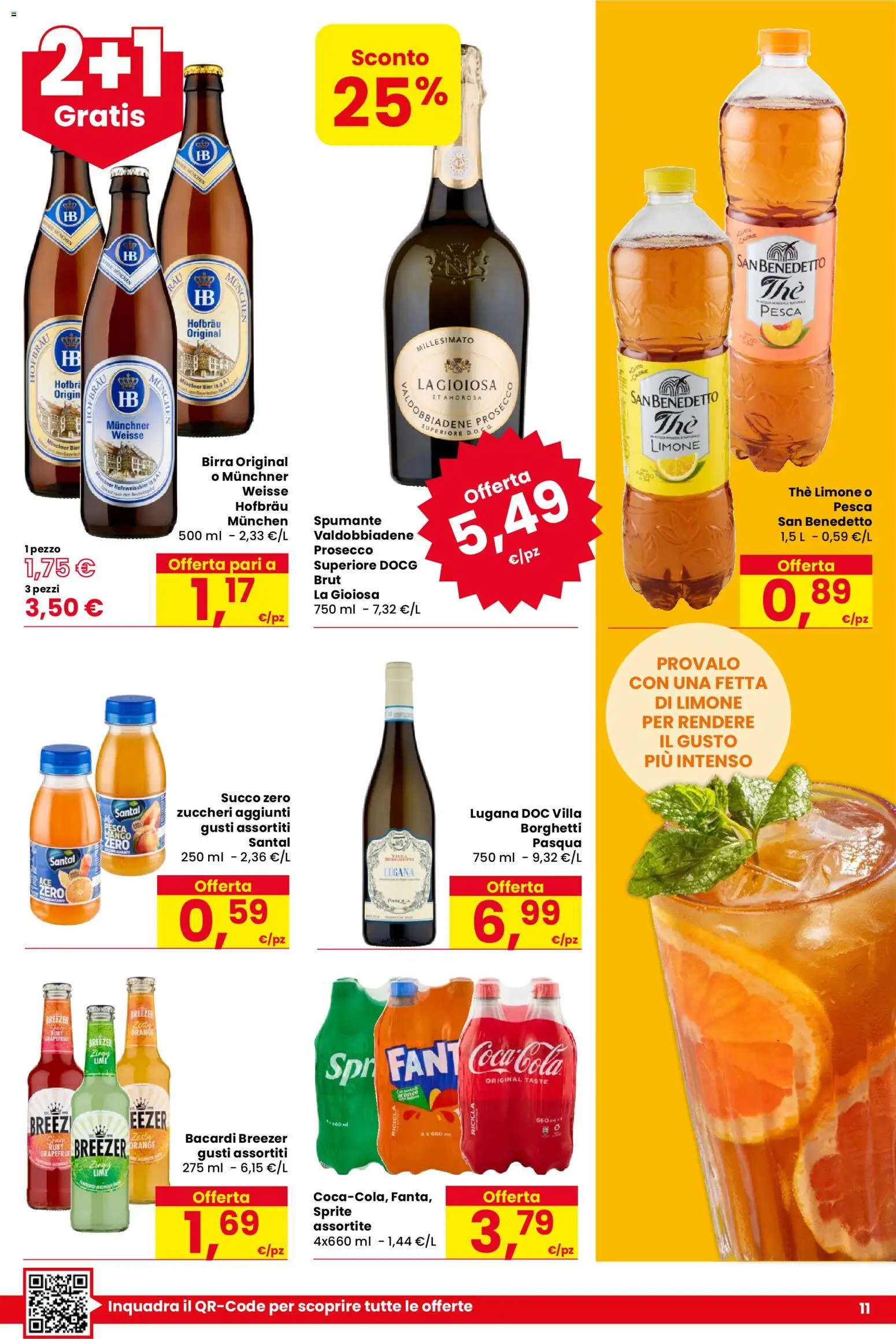 Volantino Despar del 11.06.2026 | Pagina: 11 | Prodotti: Birra, Prosecco, The, Coca Cola