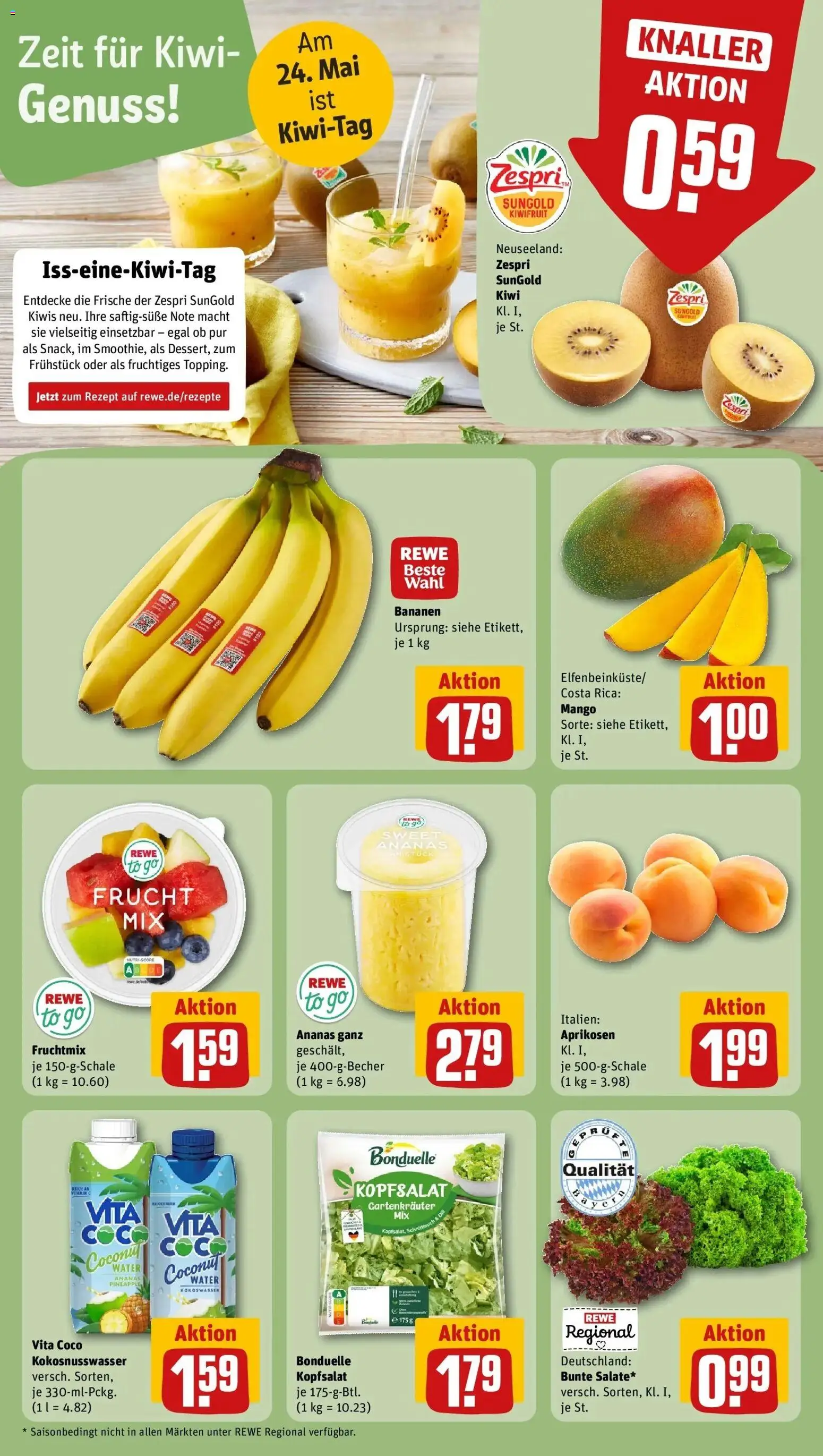 Rewe Prospekt München – gültig ab 17.05.2026 | Seite: 10 | Produkte: Bananen, Ananas, Mango, Kiwi