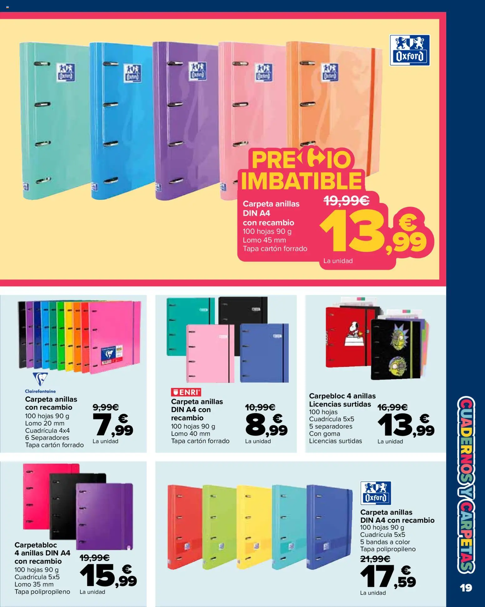 Carrefour Vuelta al cole │ válido desde el 18/08/2026 | Página: 19 | Productos: Lomo, Cuadernos