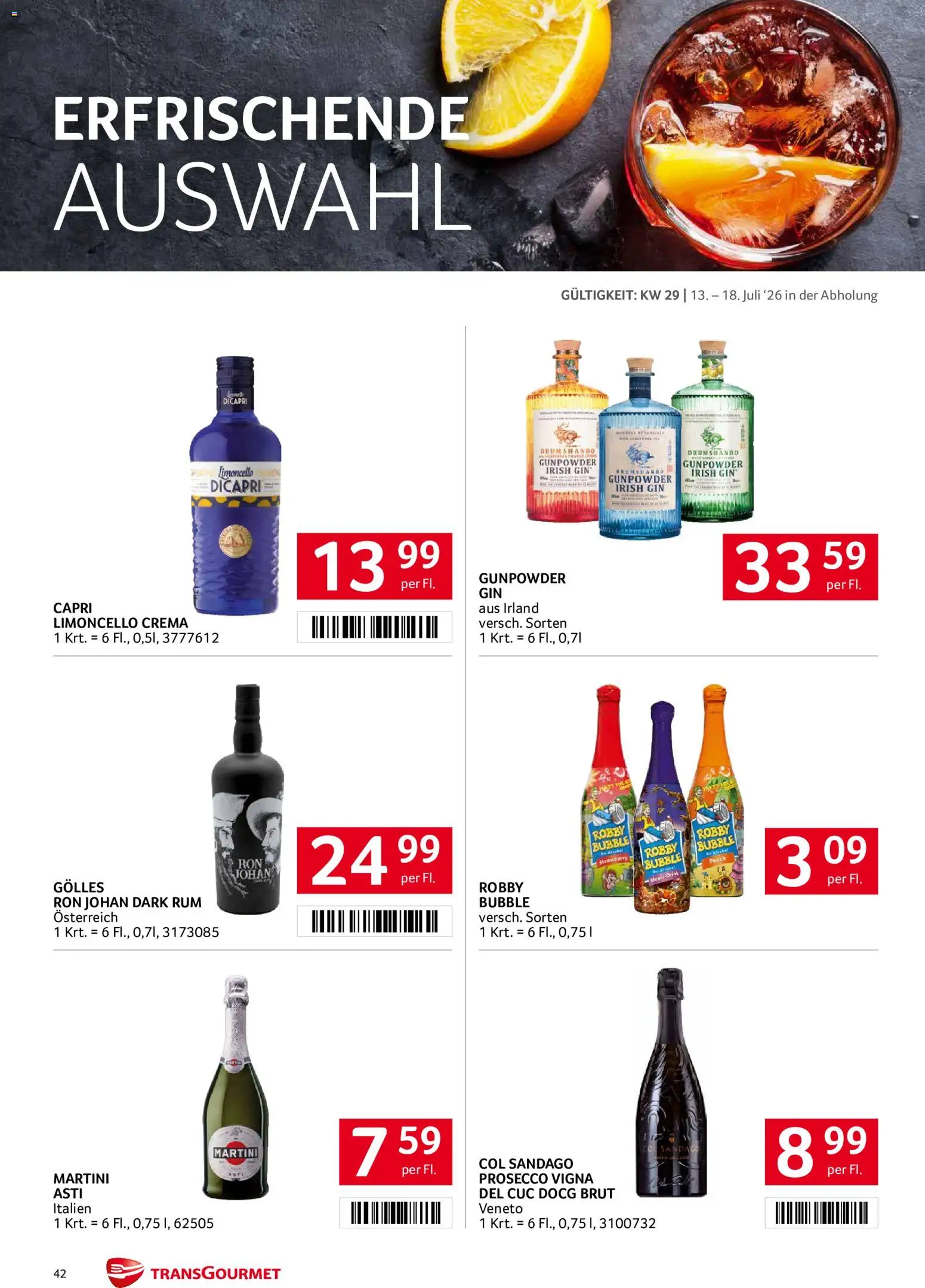Transgourmet Flugblatt gültig ab 13.07.2026 | Seite: 42 | Produkte: Gin