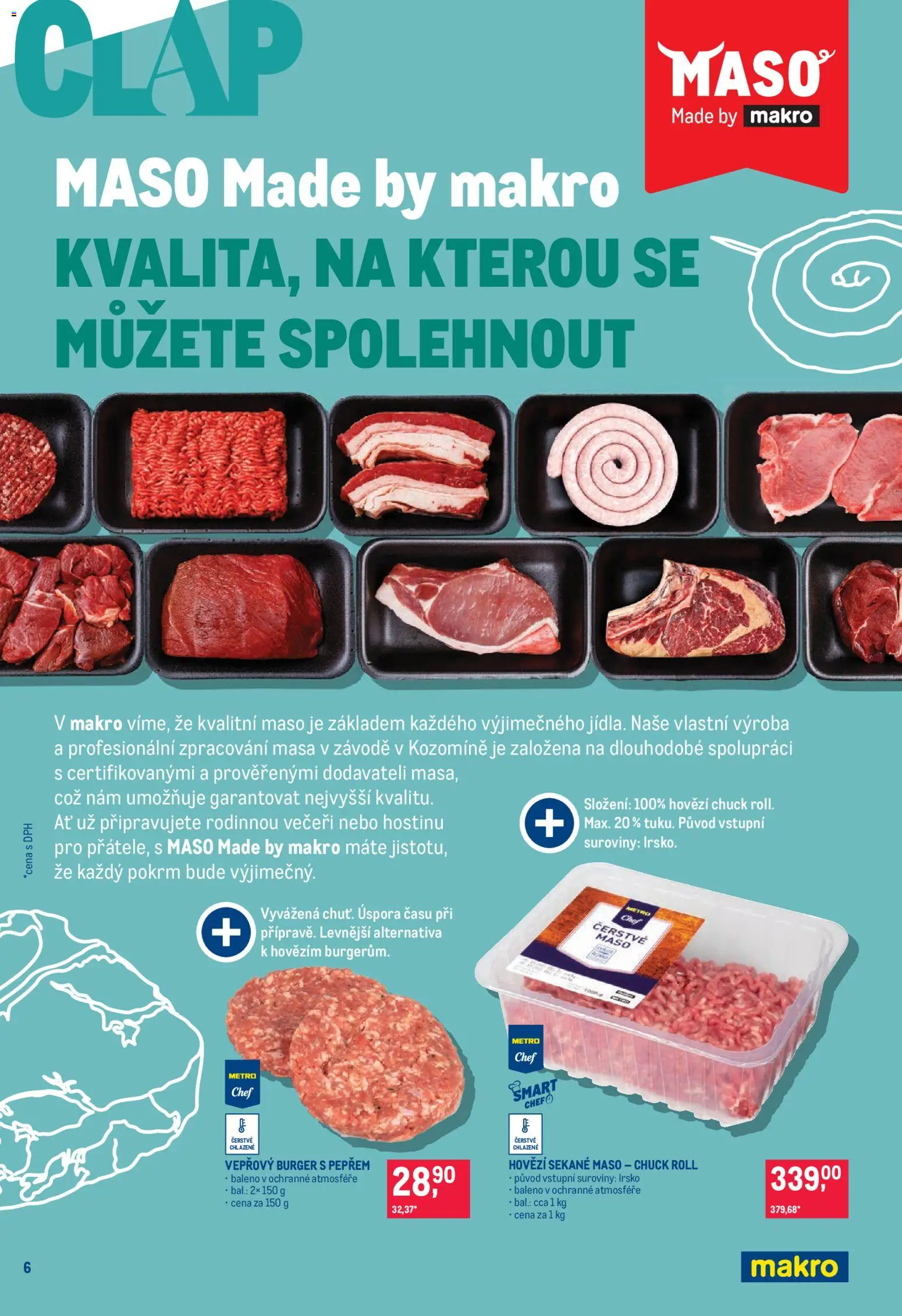 Makro leták - Pro milovníky jídla od 03.06.2026 | Strana: 6 | Produkty: Burger, Hovězí, Maso