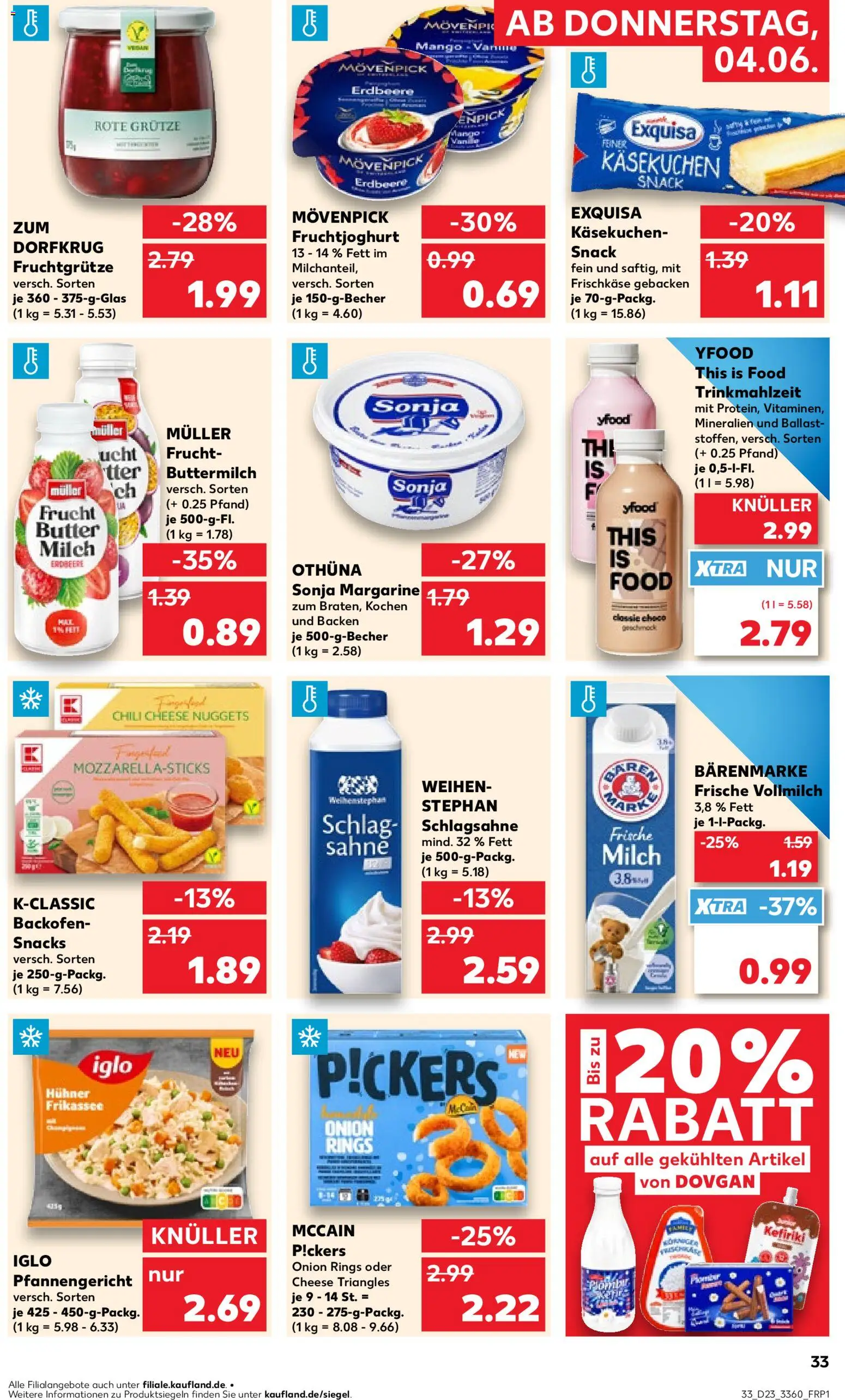 Kaufland Prospekt – gültig ab 04.06.2026 | Seite: 33 | Produkte: Milch, McCain, Backofen, Sahne