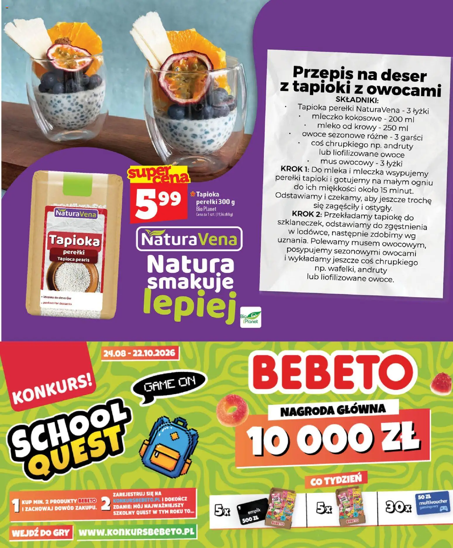 Topaz gazetka - MAZ od 10.09.2026 | Strona: 5 | Produkty: Tapioka, Mleka, Deser, Gry