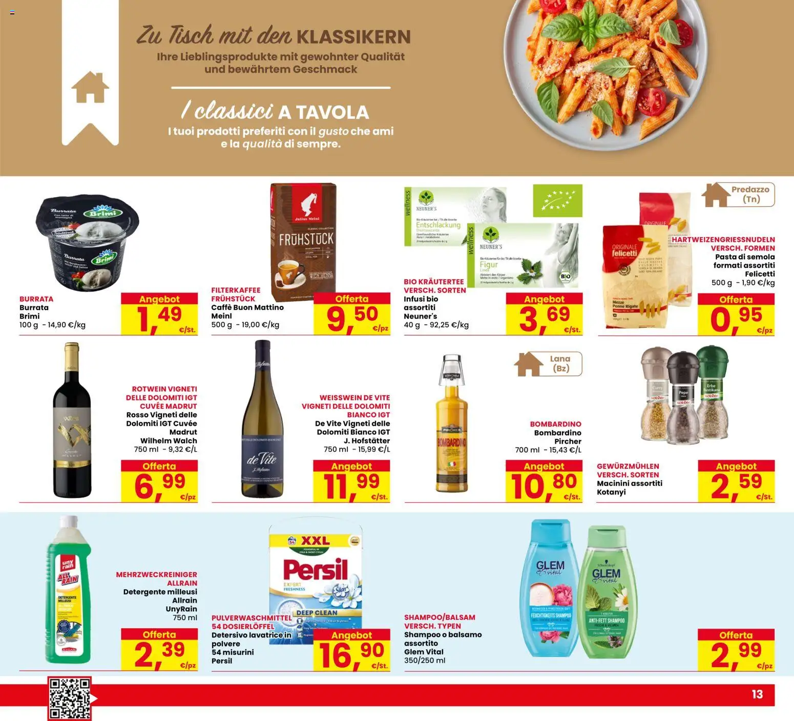 Volantino Eurospar del 15/10/2026 | Pagina: 13 | Prodotti: Shampoo, Pasta di semola, Bombardino, Penne