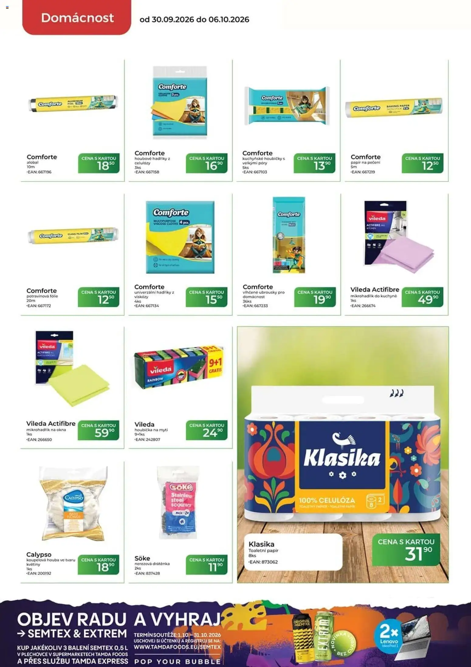 Tamda Foods leták od 30.09.2026 | Strana: 50 | Produkty: Drátěnka, Houbička, Ubrousky, Semtex