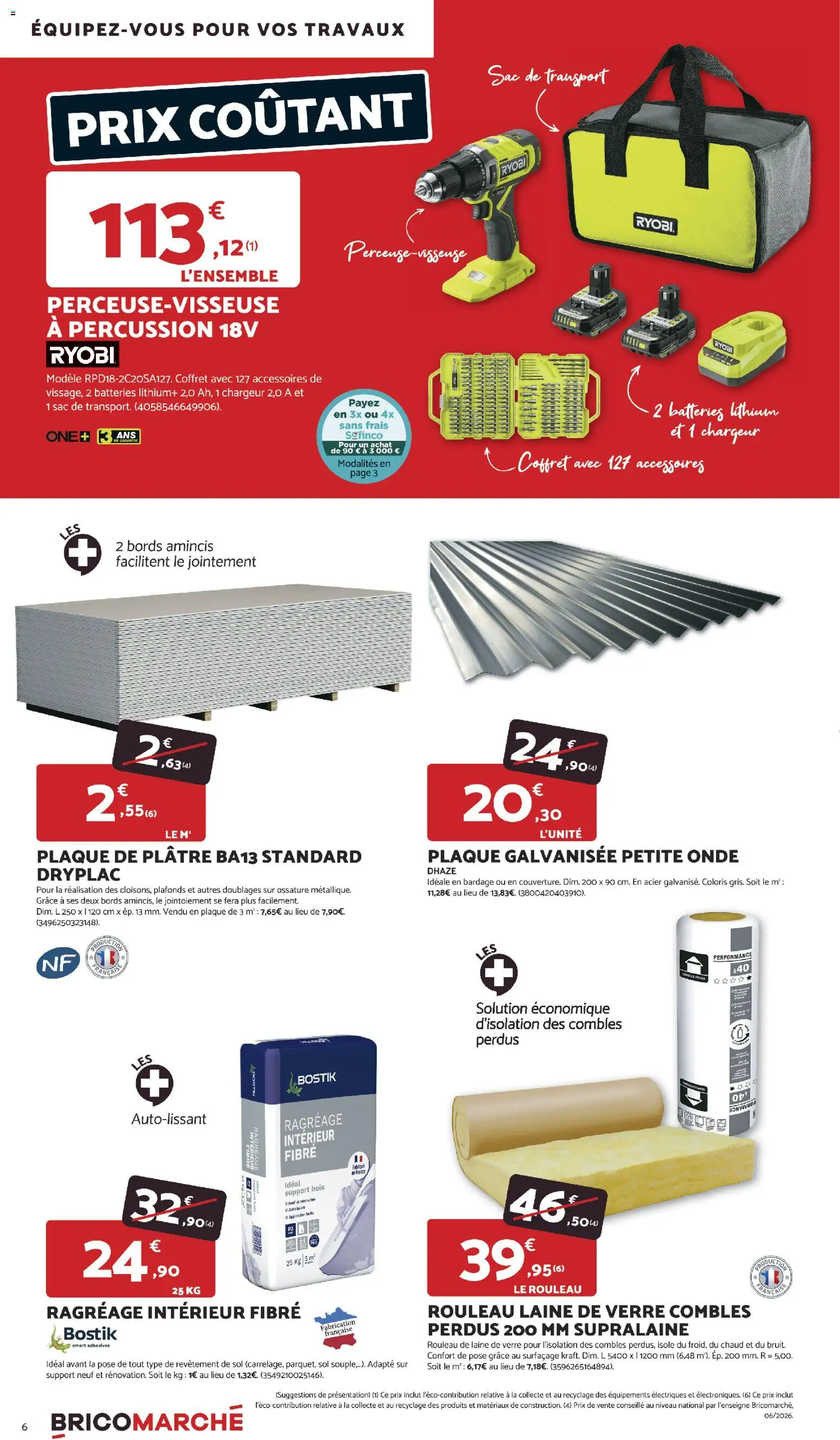 {H1} | Page: 6 | Produits: Laine de verre, Sac de transport, Rouleau, Ryobi