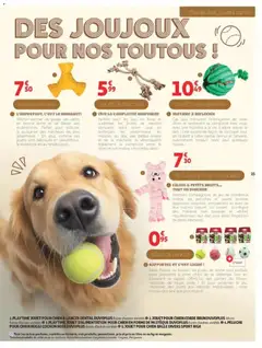 Auchan - Prévisualisation de PELUCHES & JOUETS SONORES, Premiers compagnons de jeu de nombreux chiens, les peluches et jouets sonores apportent réconfort, amusement et éveil de leur instinct naturel. Un conseil : privilégiez des matières non toxiques et vérifiez régulièrement leur état pour éviter l'ingestion de petits éléments. valide à partir de 06/10/2026 | Page: 18