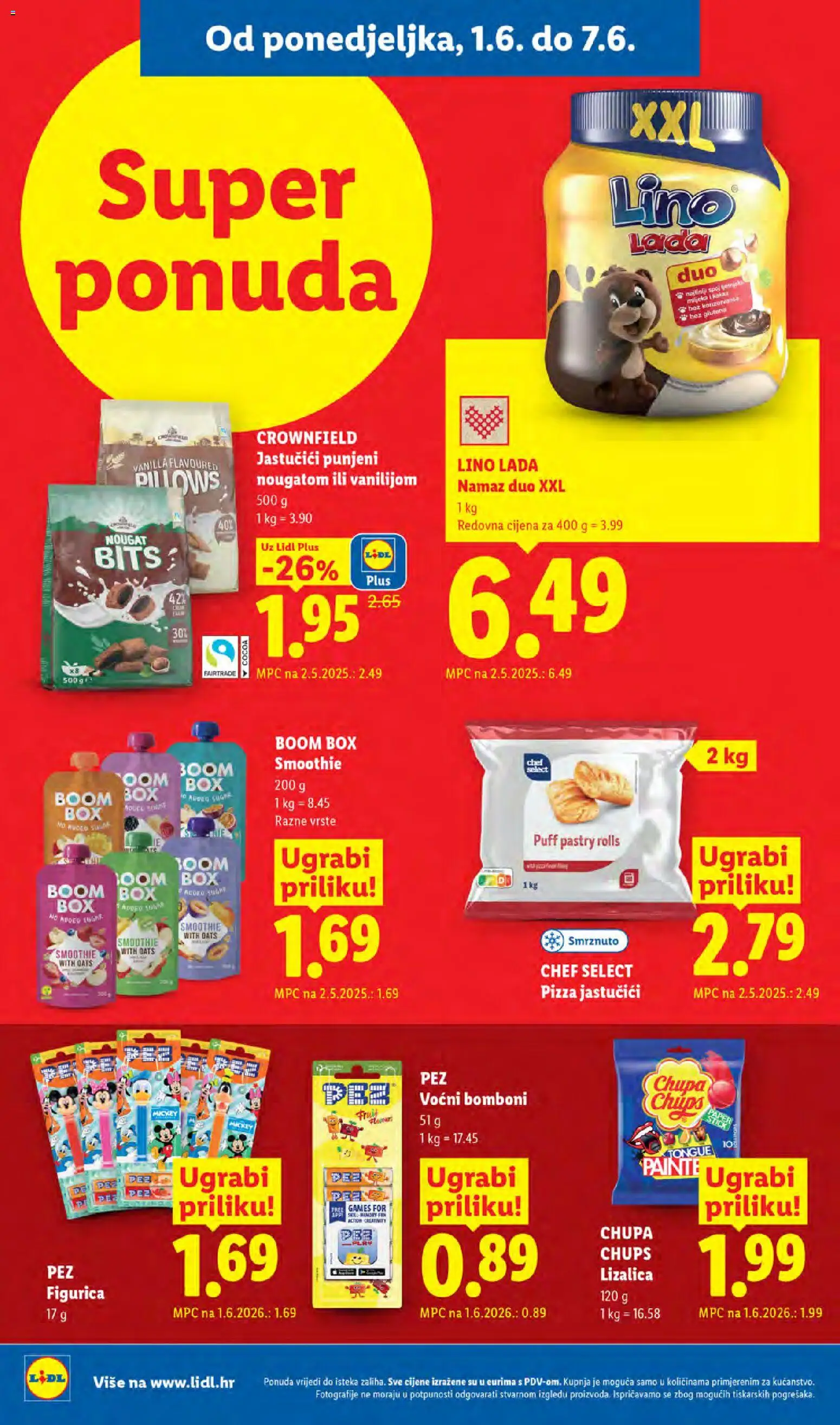 Lidl katalog | vrijedi od 01.06.2026 | Stranica: 6 | Proizvodi: Pizza, Bomboni, Smoothie, Namaz