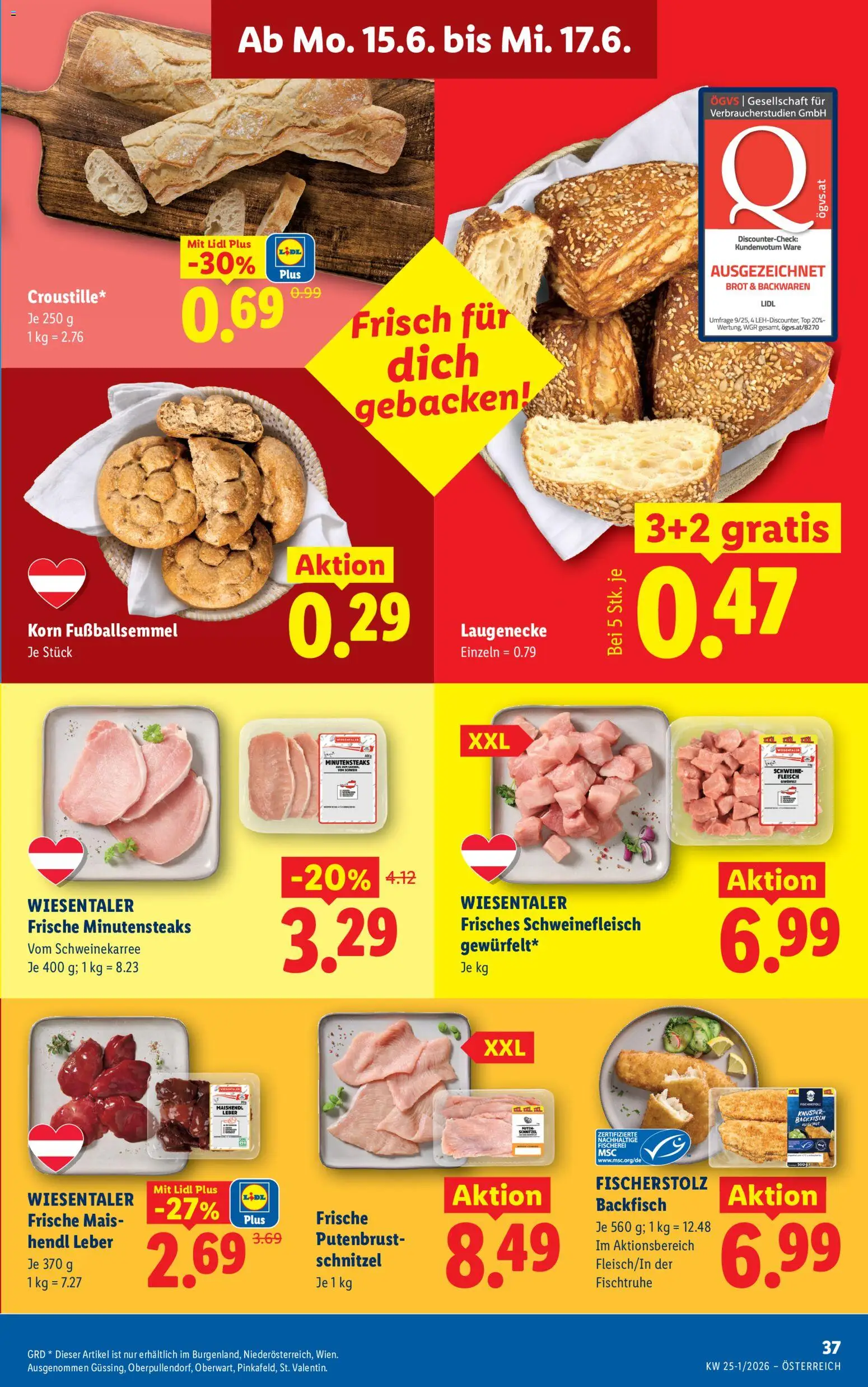 Lidl Flugblatt - Eisenstadt, Ebenfurth, Mattersburg gültig ab 11.06.2026 | Seite: 44 | Produkte: Brot, Schweinefleisch