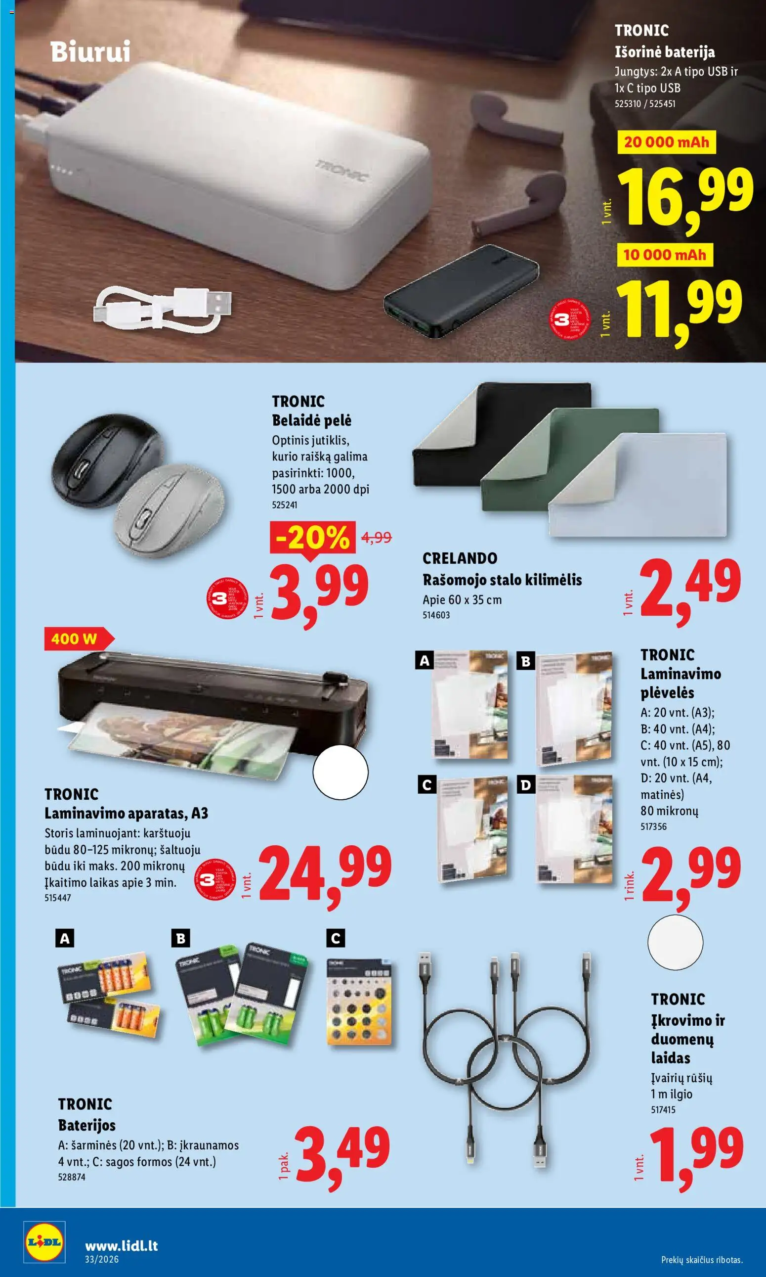LIDL akcijos nuo 2026.08.10 | Puslapis: 22 | Prekių: Kilimėlis, Baterija, USB, Baterijos