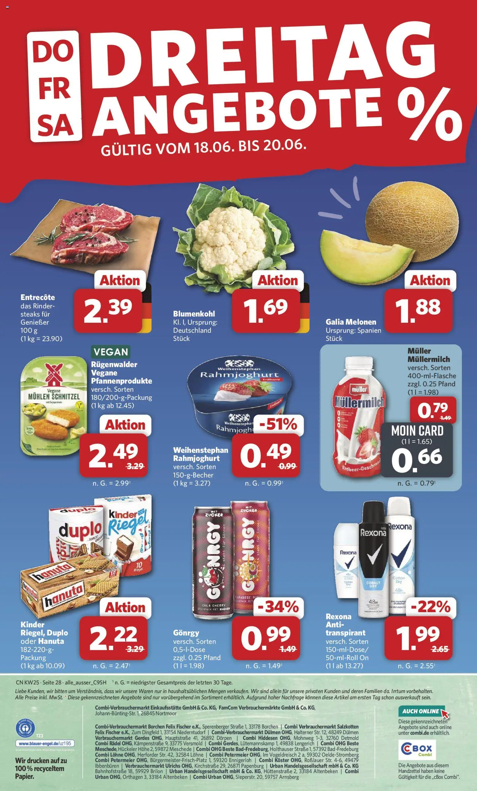 Combi Prospekt – gültig ab 15.06.2026 | Seite: 32 | Produkte: Cola, Schnitzel, Zucker, Müllermilch