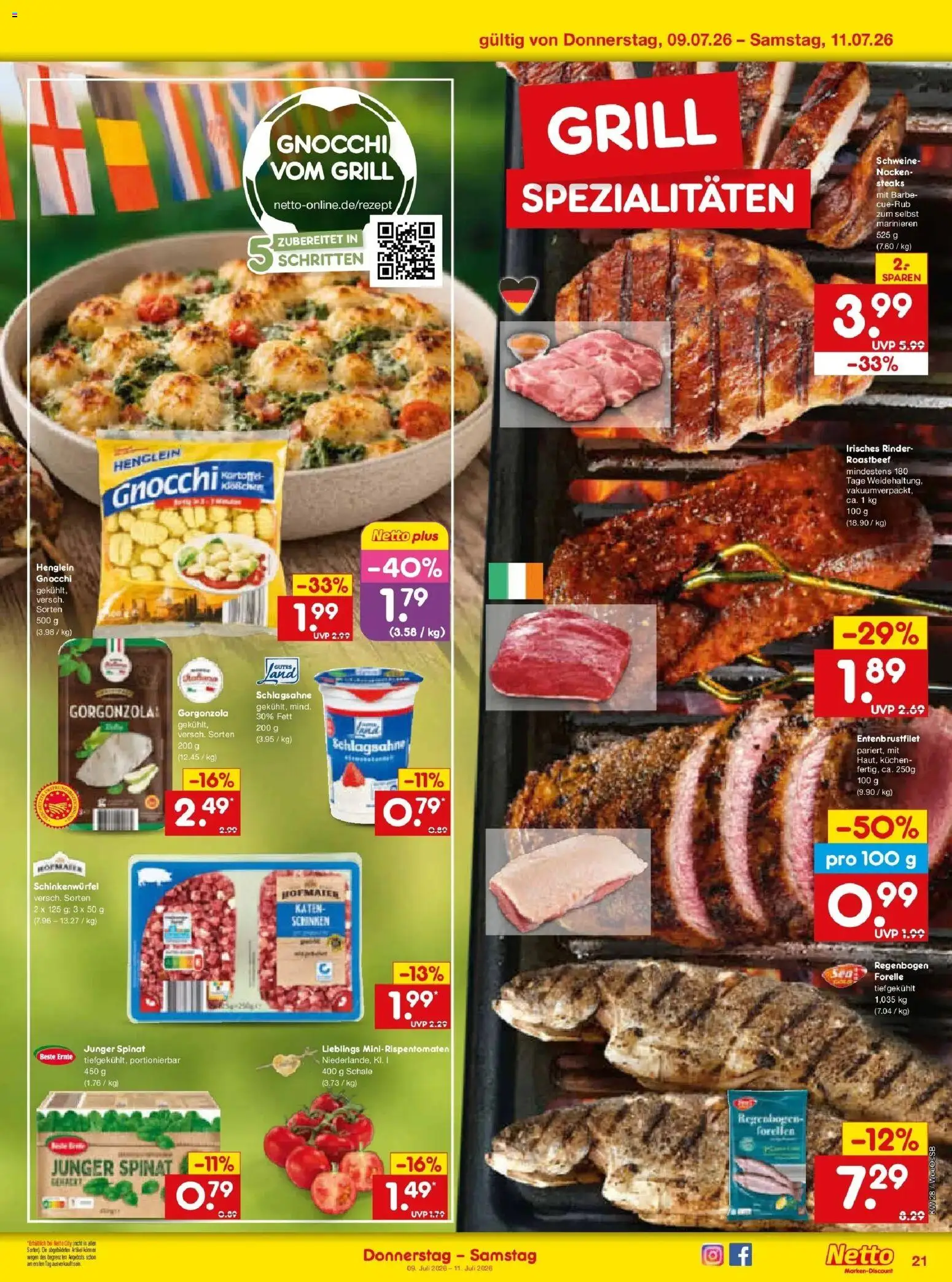 Netto Marken-Discount - Netto: Wochenangebote – gültig ab 05.07.2026 | Seite: 37 | Produkte: Grill, Schlagsahne, Roastbeef, Kuchen