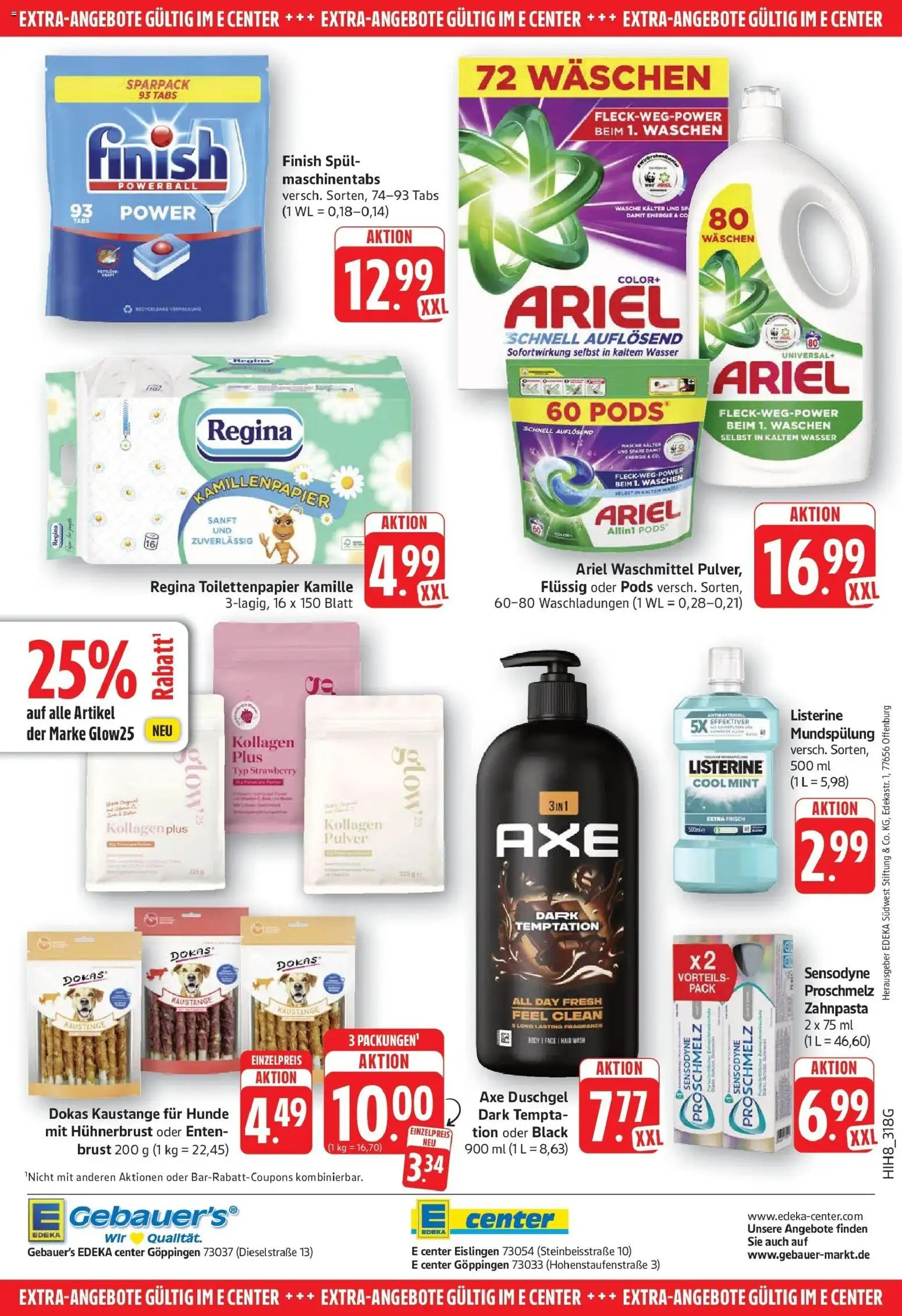 E center Prospekt Göppingen (ab 24.08.2026) zum Blättern | Seite: 28 | Produkte: Zahnpasta, Wasser, Waschmittel, Listerine